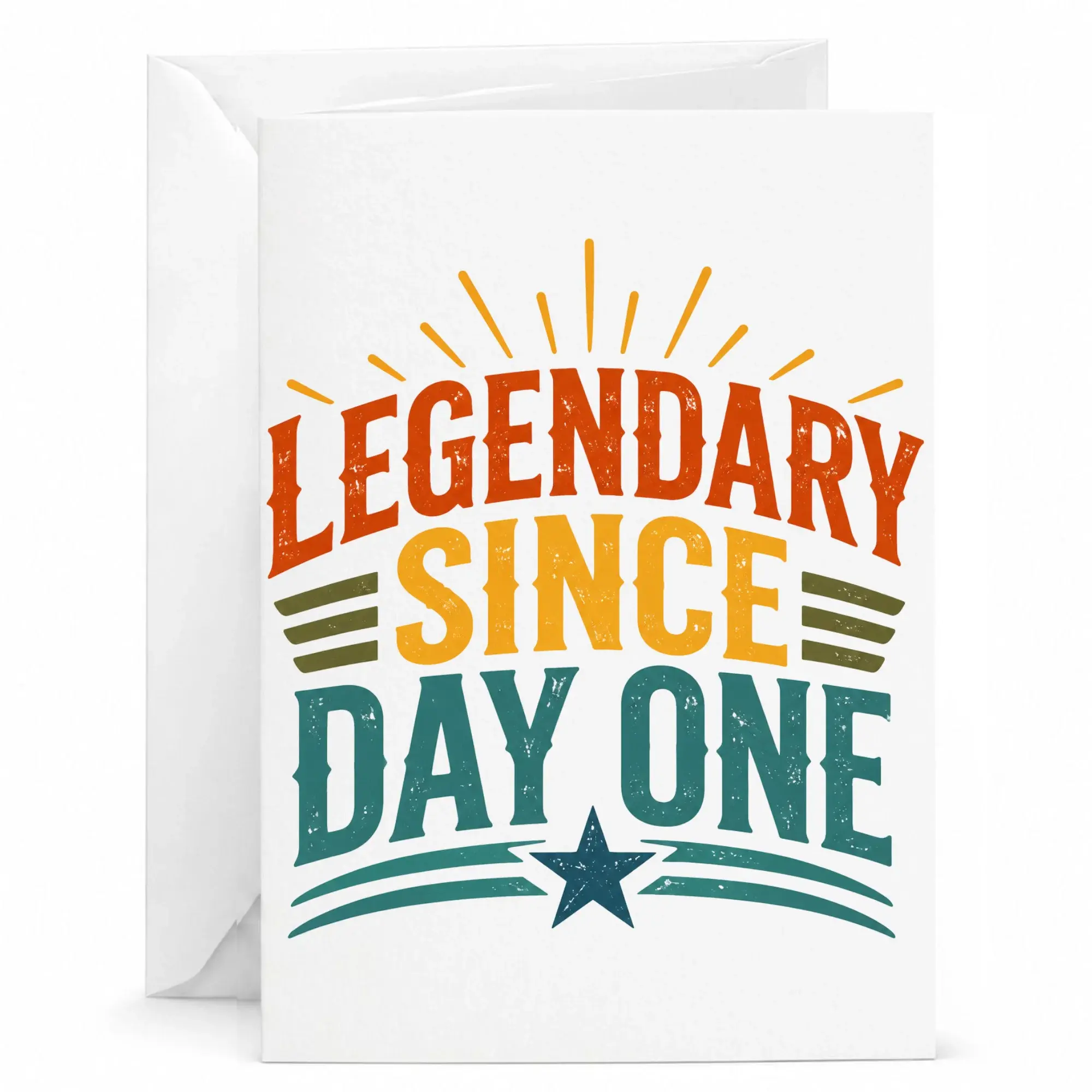 Birthday Card Legendary Since Day One Vintage Style Greeting Card for Milestone Celebrations with Matching Envelope