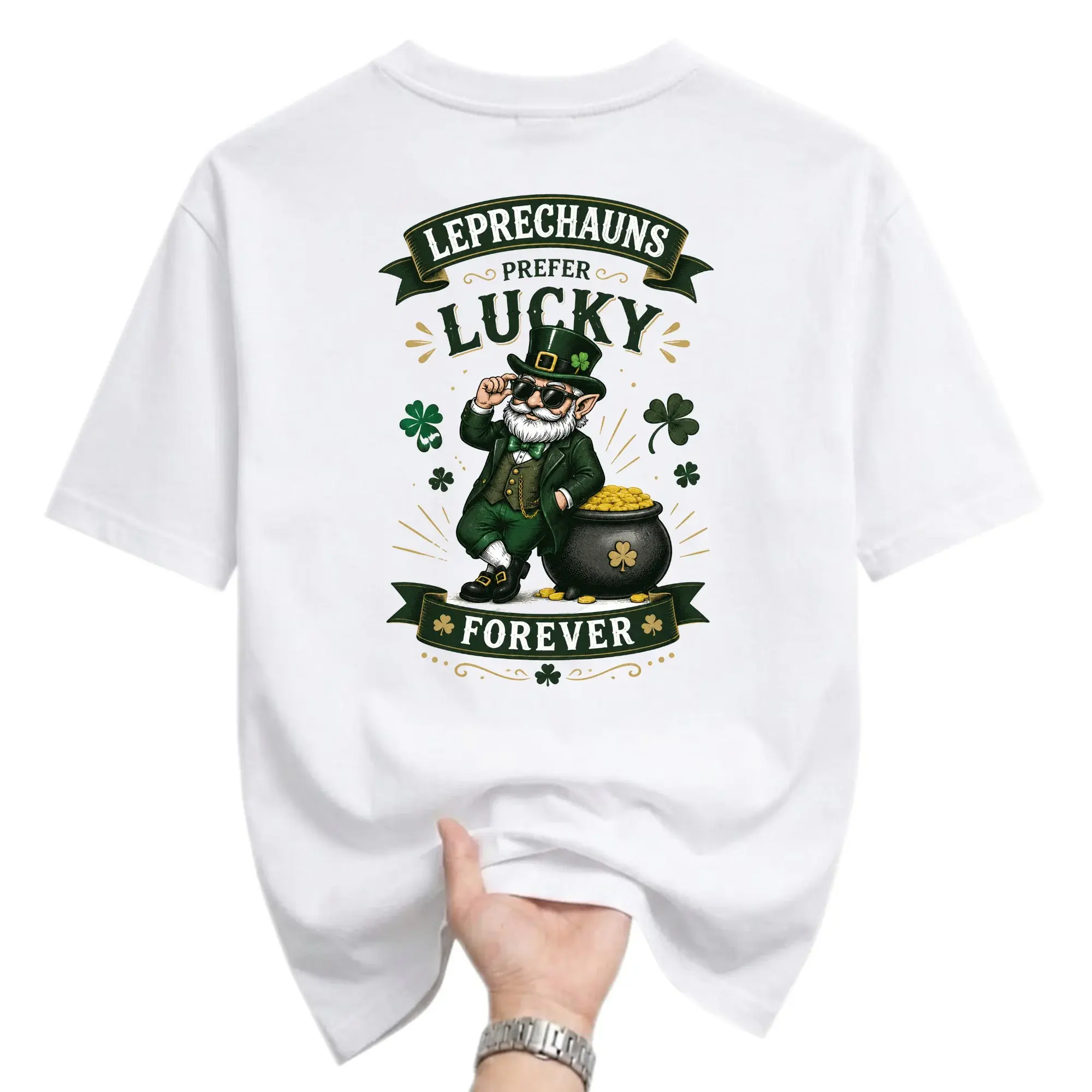 Funny Shirt Leprechauns Prefer Lucky Forever Graphic Tee Unisex Casual Crew Neck Comfortable Cotton Blend Top