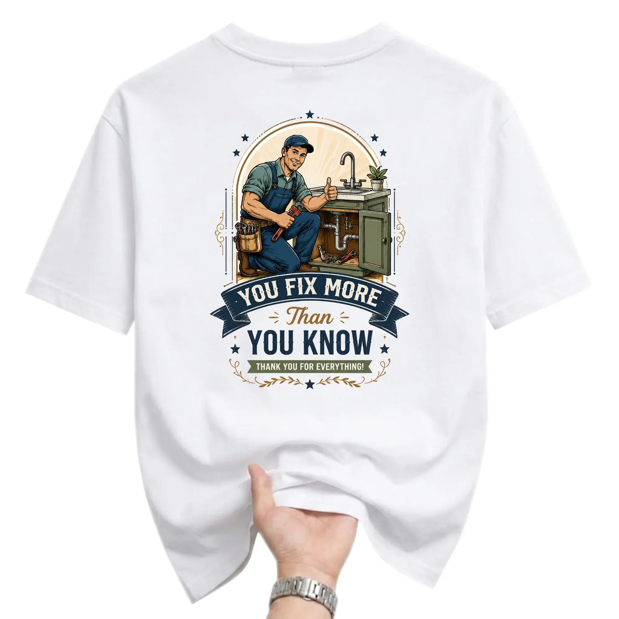 Graphic Tee You Fix More Than Know Plumber Appreciation Unisex Casual Crew Neck Soft Cotton Blend T-Shirt