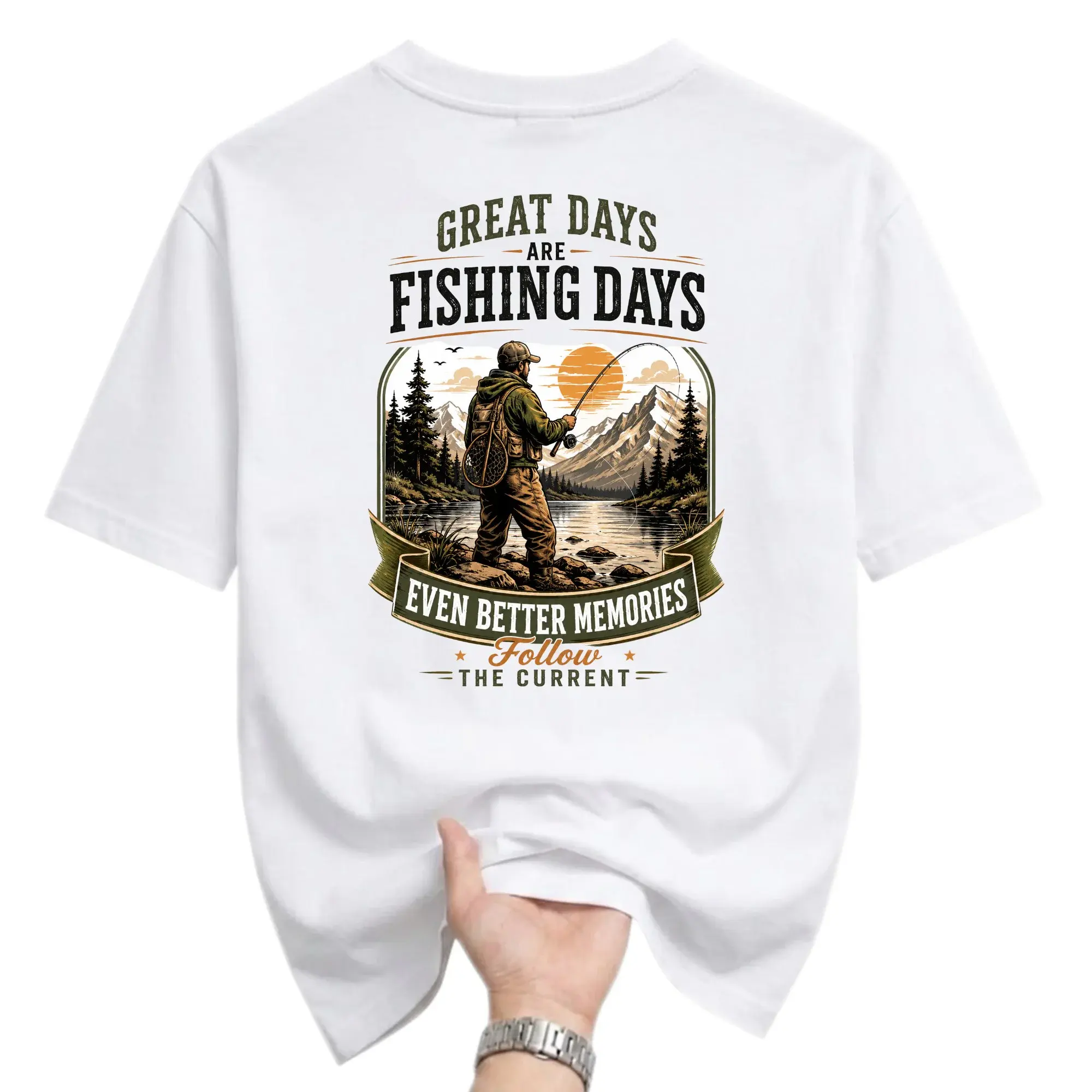 Graphic Tee Great Days Are Fishing Outdoor Adventure Unisex Crew Neck Comfortable Everyday Casual Shirt