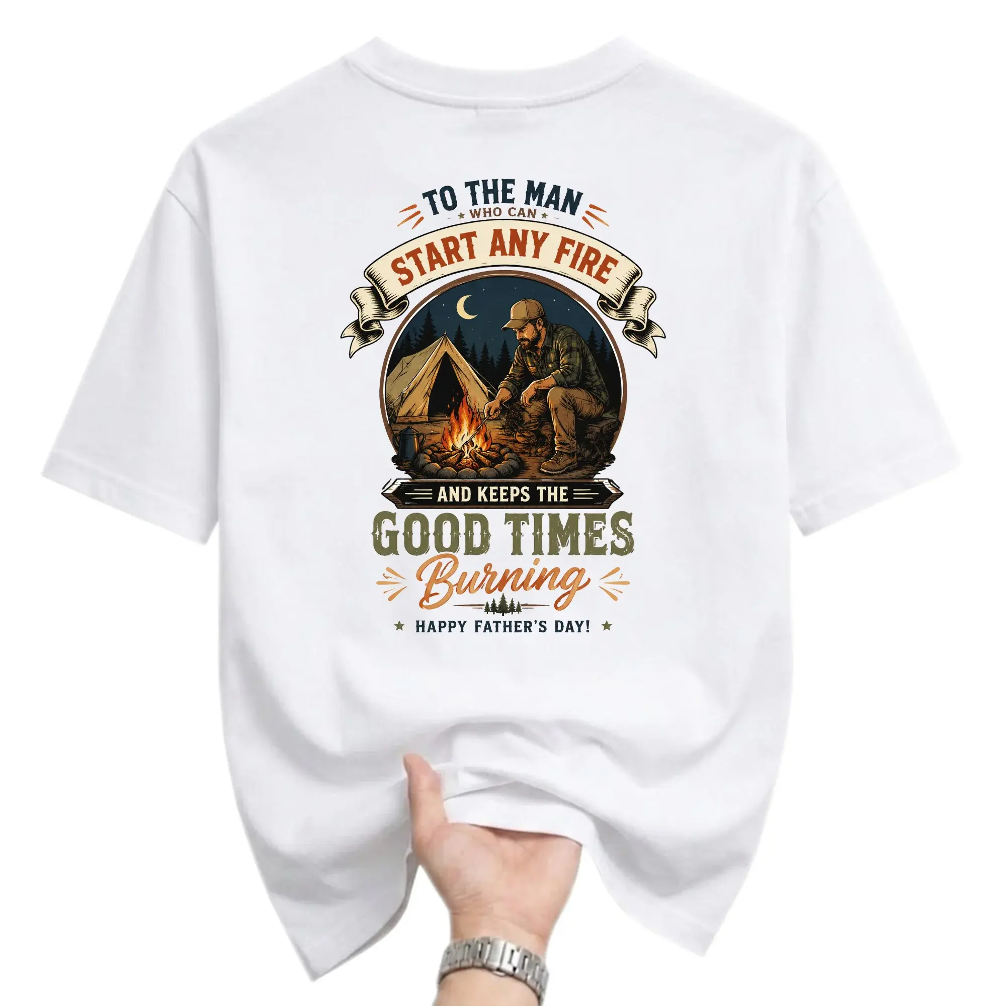Funny Shirt for Men Camping Graphic Tee Outdoor Adventure Unisex Crew Neck Preshrunk Cotton Short Sleeve Casual Top
