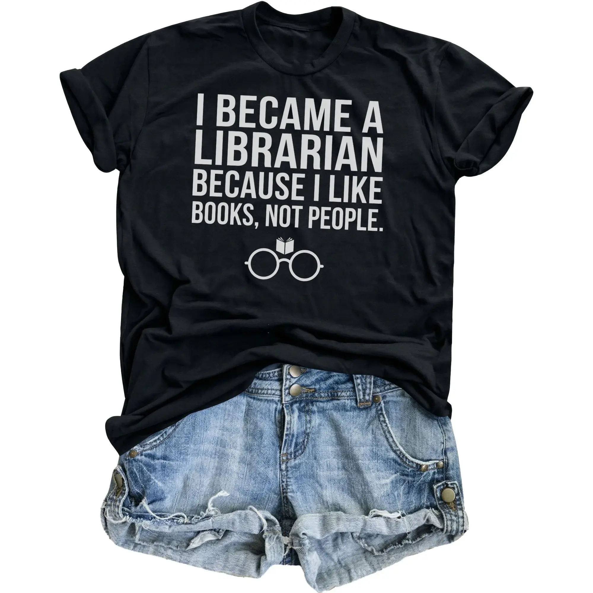 Funny Librarian Graphic Tee for Reading Lovers Humorous Occupation Quote Unisex Casual Crew Neck Printed T-Shirt