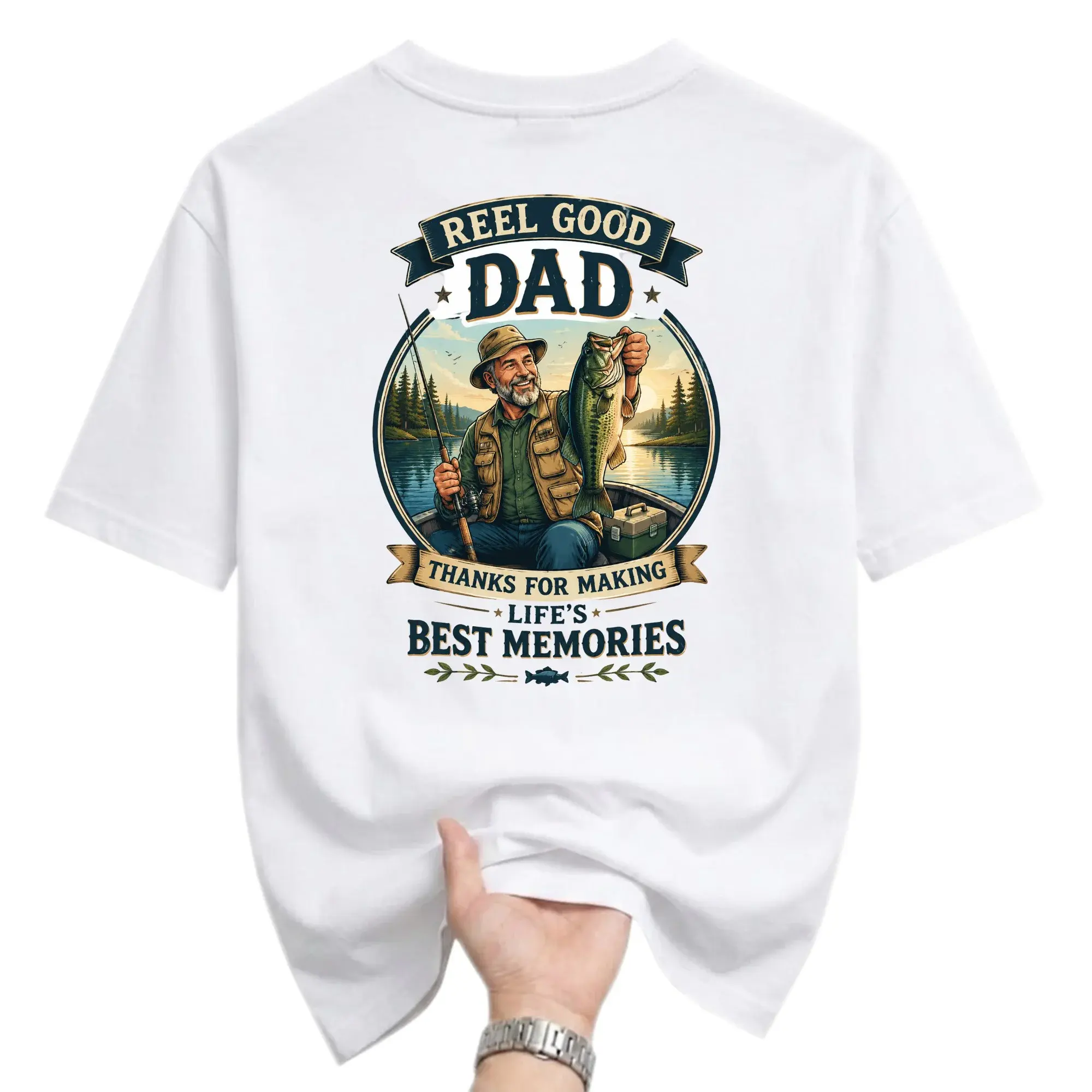 Funny Shirt Reel Good Dad Graphic Tee Fishing Enthusiast Unisex Casual Crew Neck Apparel for Outdoor Hobby Lovers