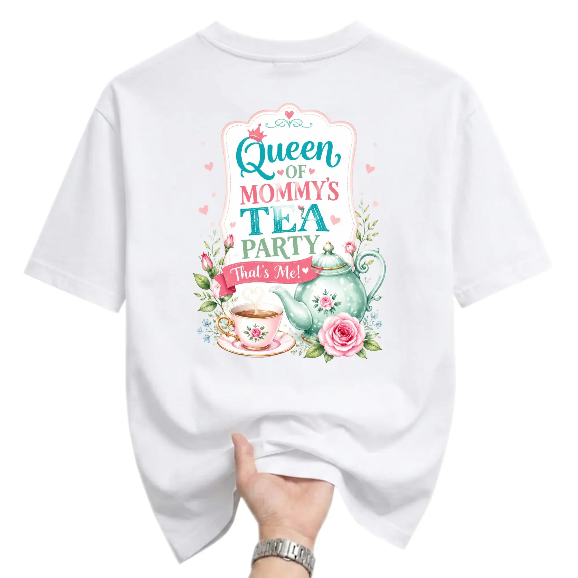 Graphic Tee Queen of Mommy's Party Printed Shirt Unisex Casual Crew Neck Comfortable Cotton Blend Everyday Top