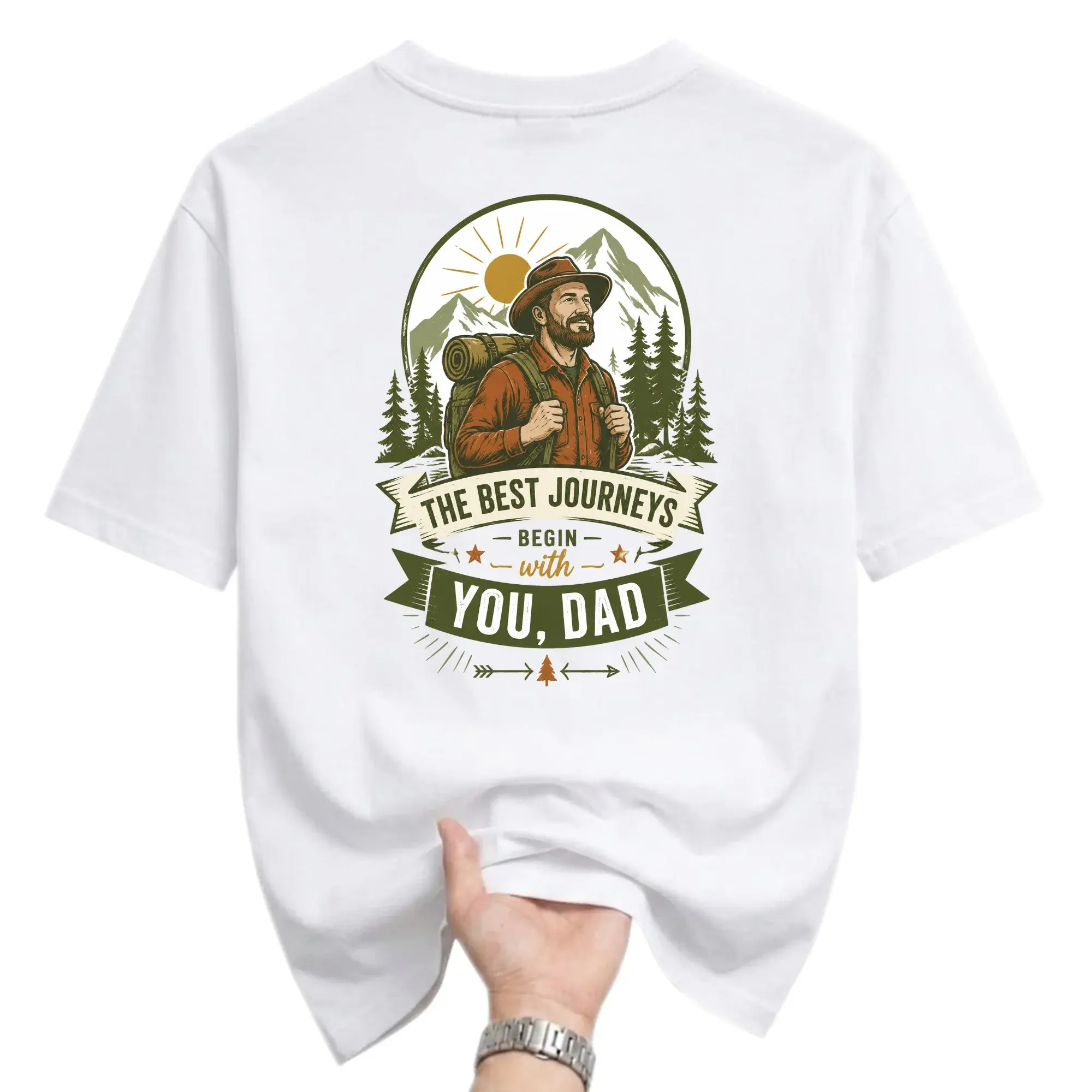 Graphic Tee the Best Journeys Begin with You Dad Hiking Unisex Crew Neck Casual Everyday Short Sleeve Shirt