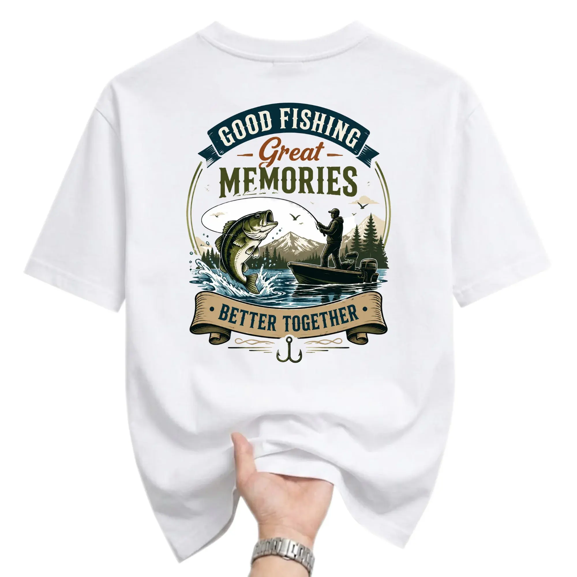 Graphic Tee Good Fishing Great Memories Better Together Unisex Crew Neck Shirt for Outdoor Enthusiasts and Lovers