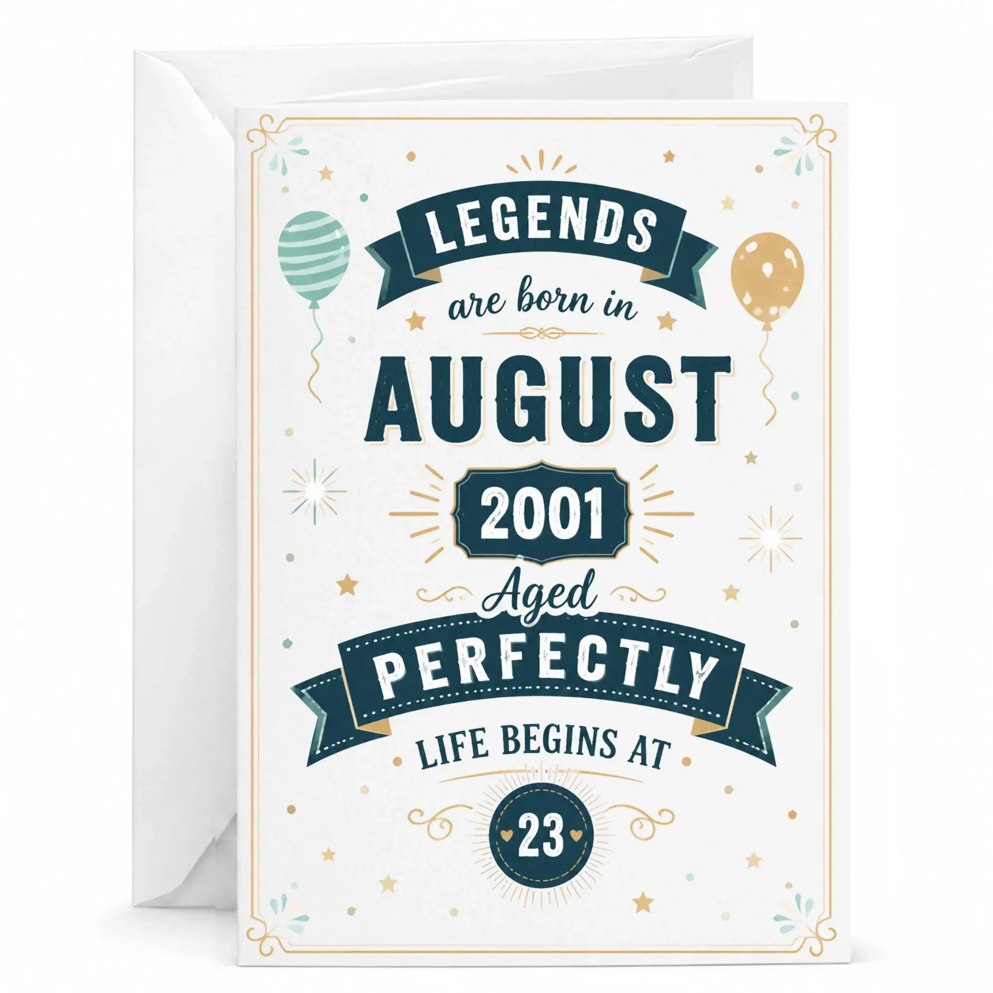 Birthday Card Legends Are Born in August 2001 Aged Perfectly 23 Greeting Card with Envelope for Birthday Celebration