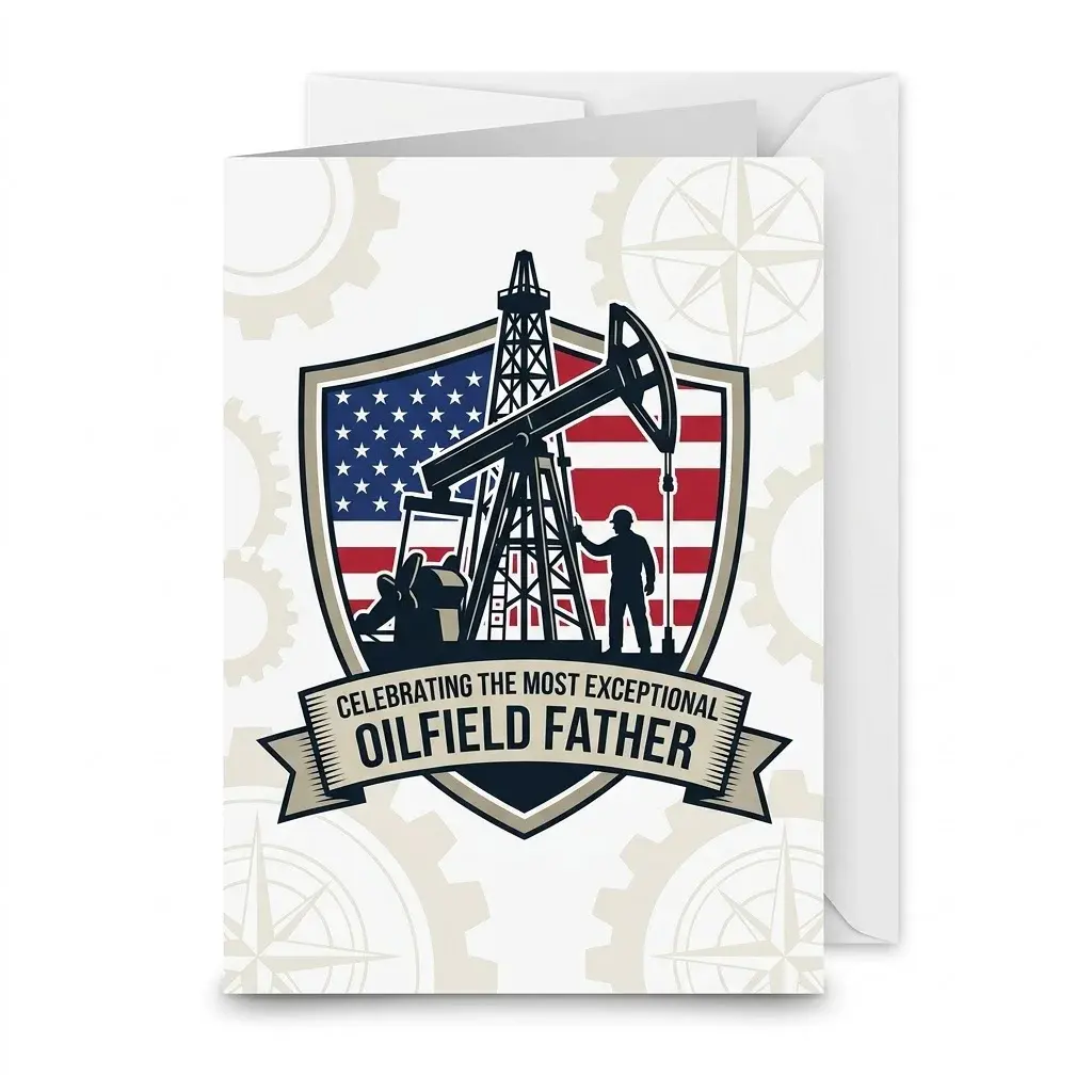 Patriotic Oilfield Worker Greeting Card With Envelope Elegant Father Birthday Appreciation Note Card For Men 5x7 Inch