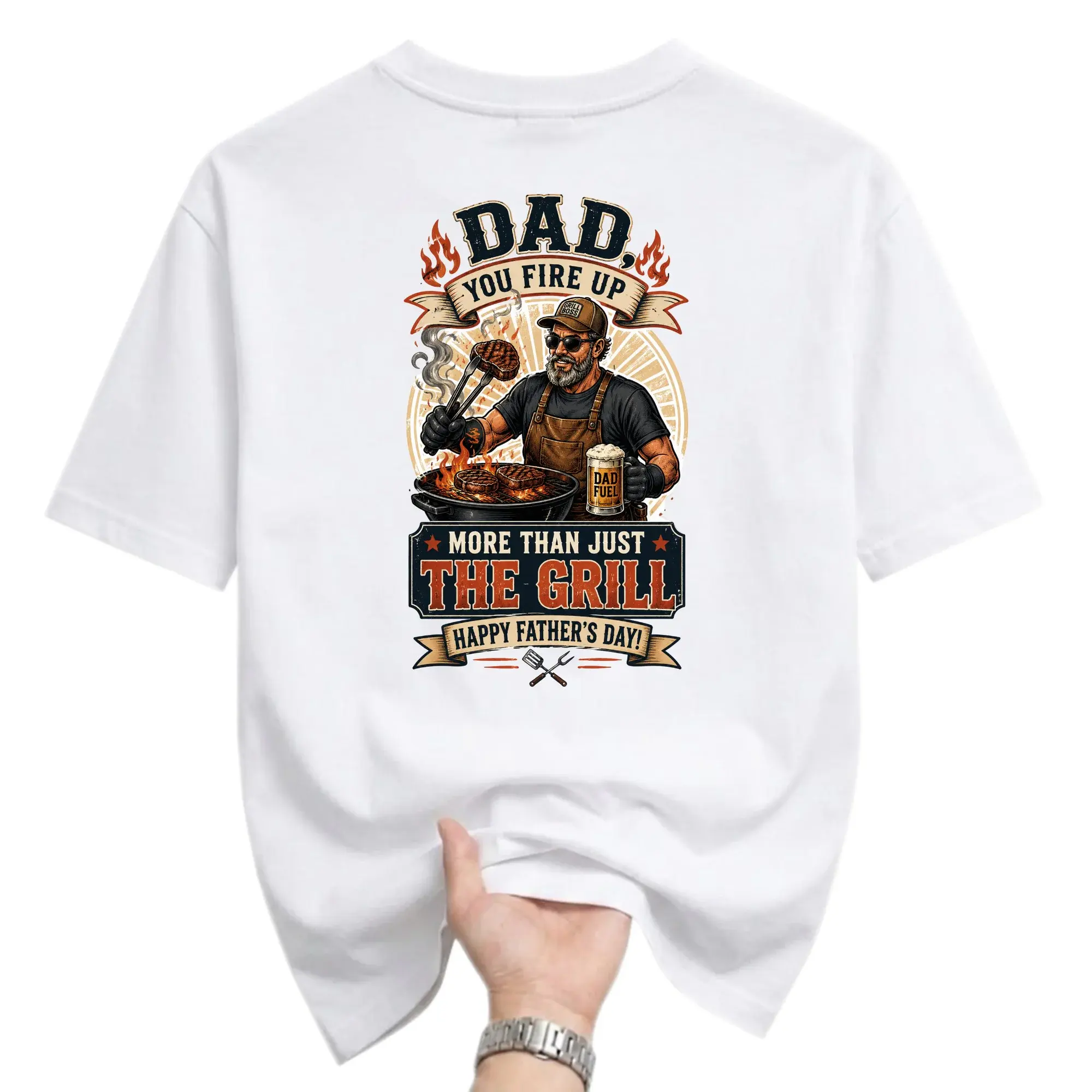Funny Shirt Dad You up More Than Just the Grill Graphic Tee Casual Unisex Crew Neck Cotton Blend Apparel