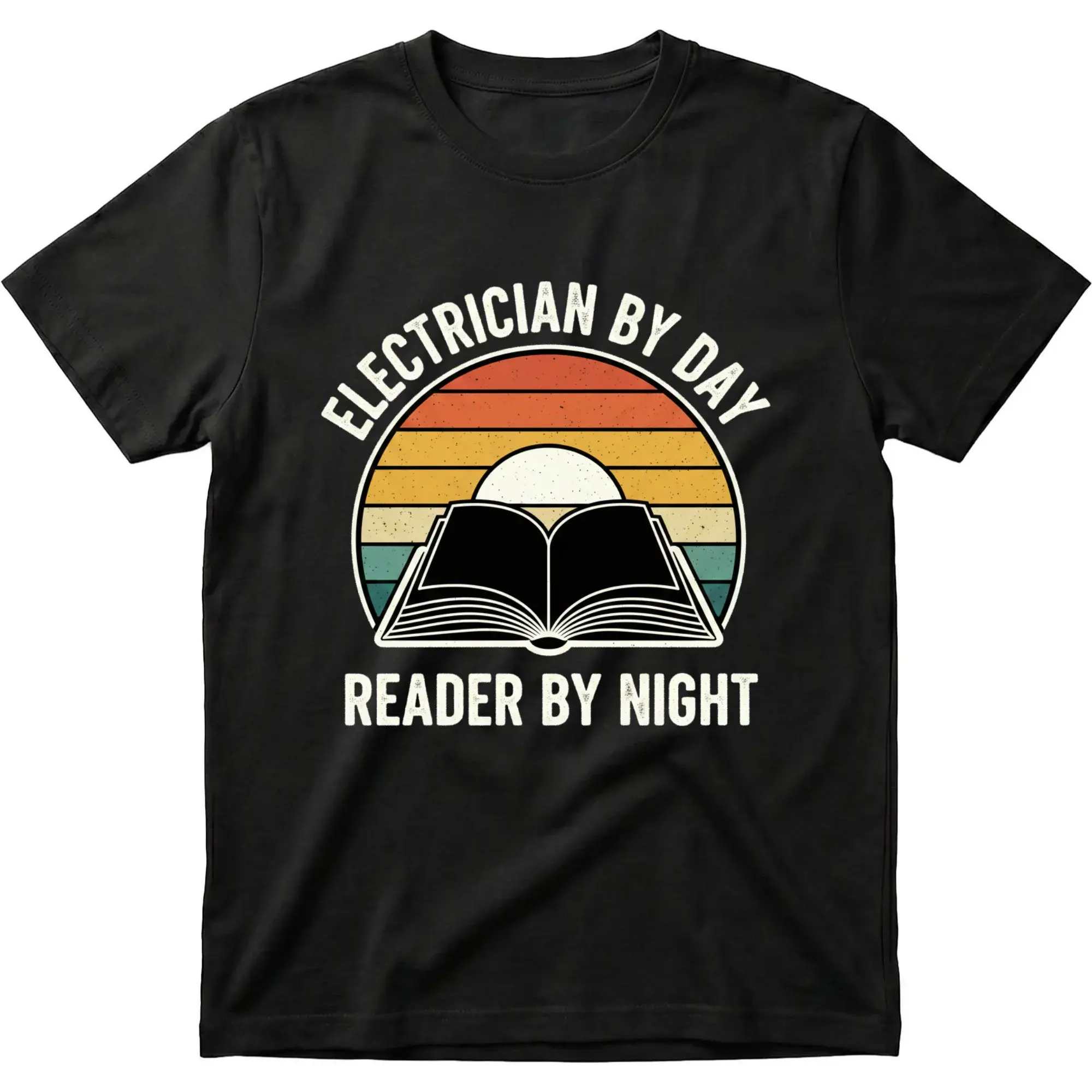 Graphic Tee Electrician by Day Reader by Night Vintage Style Unisex Crew Neck Casual Cotton Blend Short Sleeve Shirt