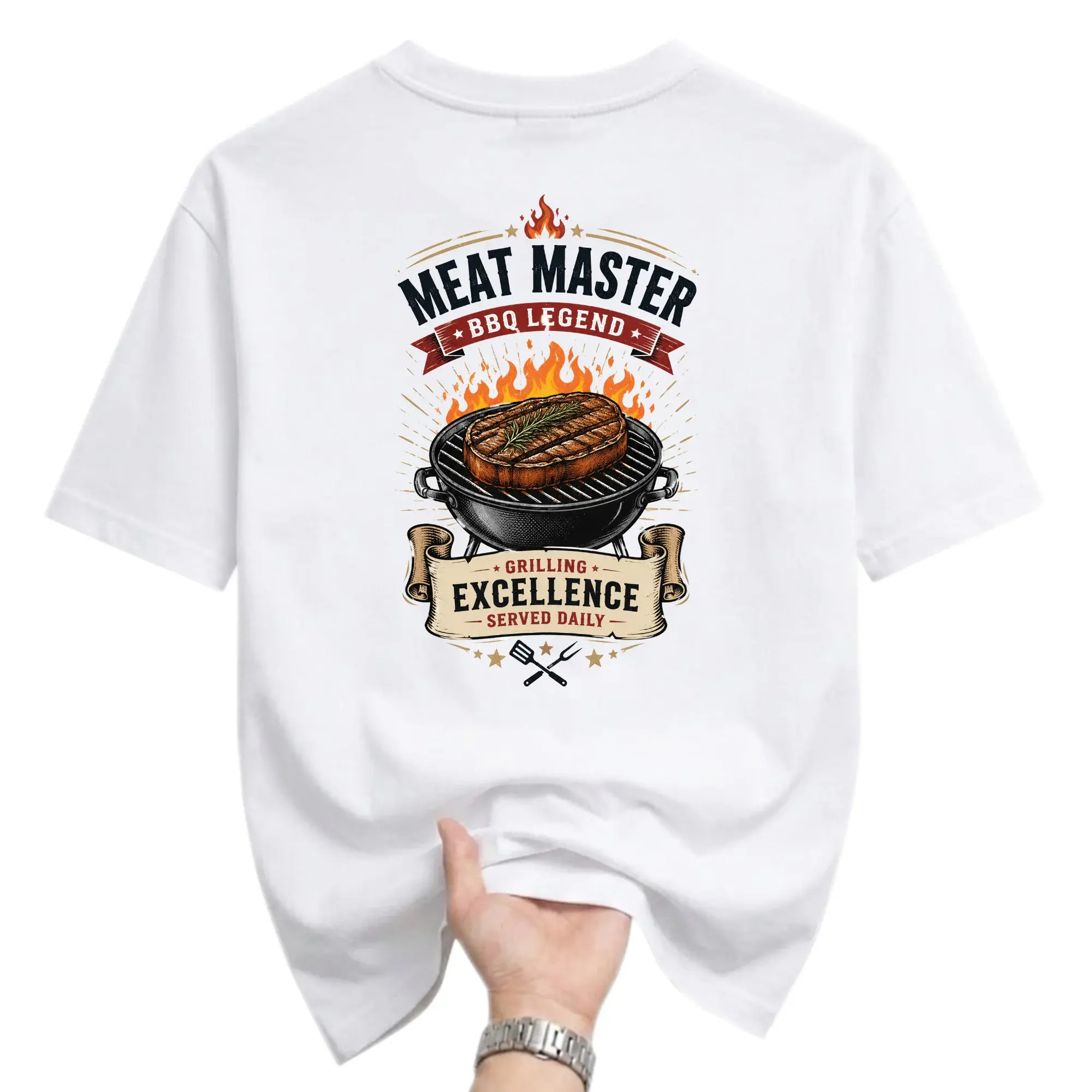 Funny Shirt Master Bbq Legend Graphic Tee Casual Unisex Crew Neck T-Shirt for Grilling Enthusiasts Barbecue Lover