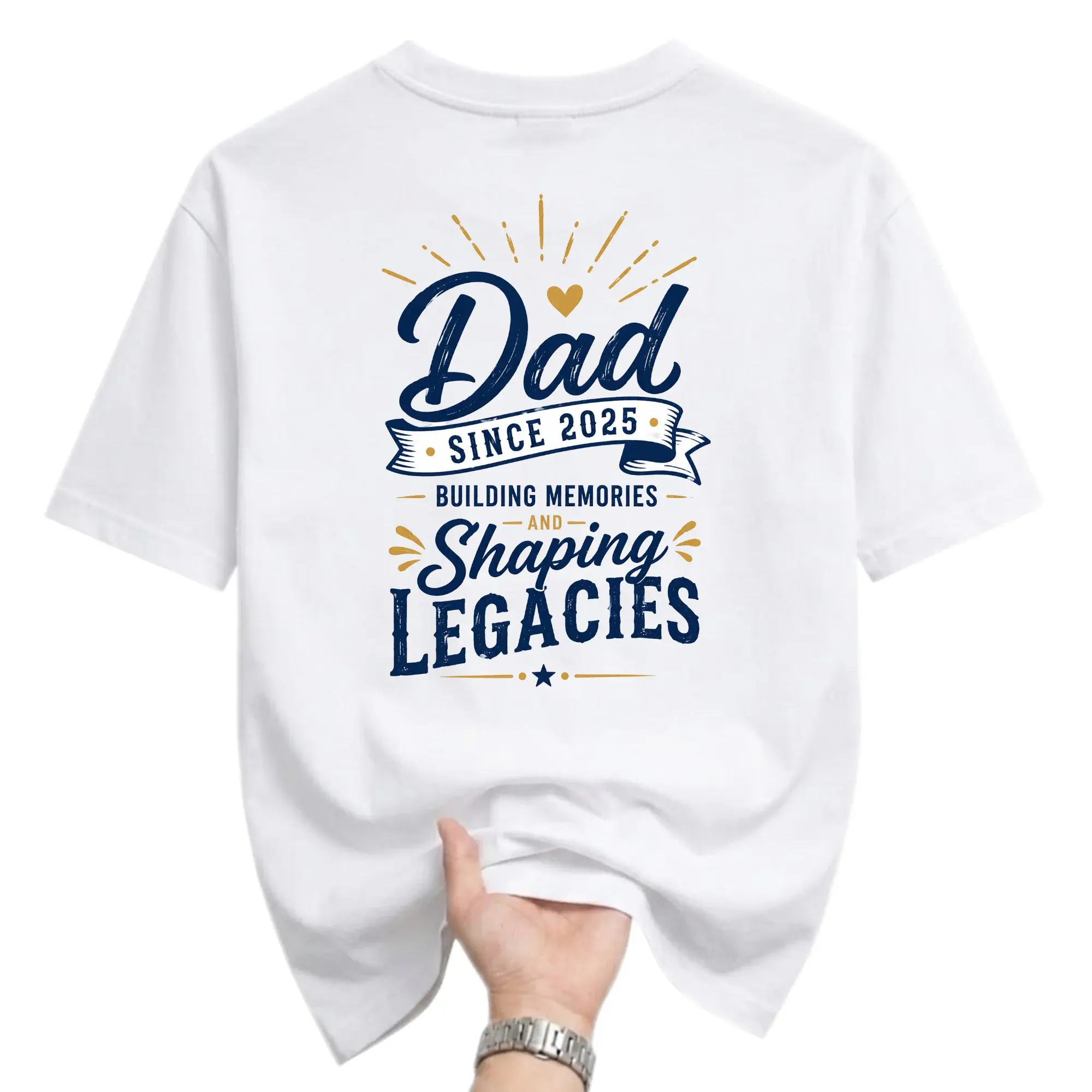 Graphic Tee Dad Since 2025 Building Memories and Shaping Legacies Unisex Casual Crew Neck Comfortable Cotton Shirt