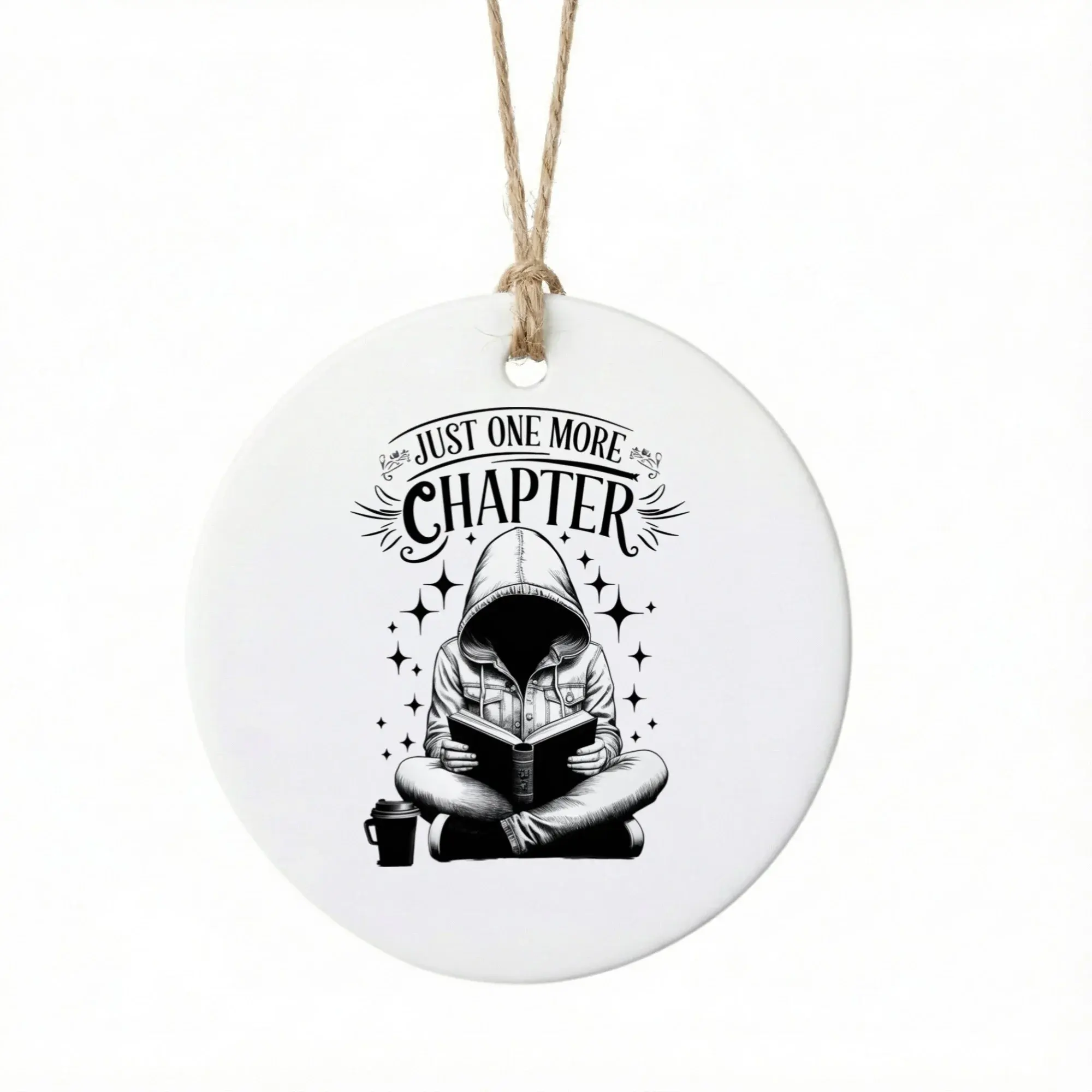 Christmas Ornament Just One More Chapter Ceramic Decoration for Book Lovers Festive Holiday Keepsake for Home Decor