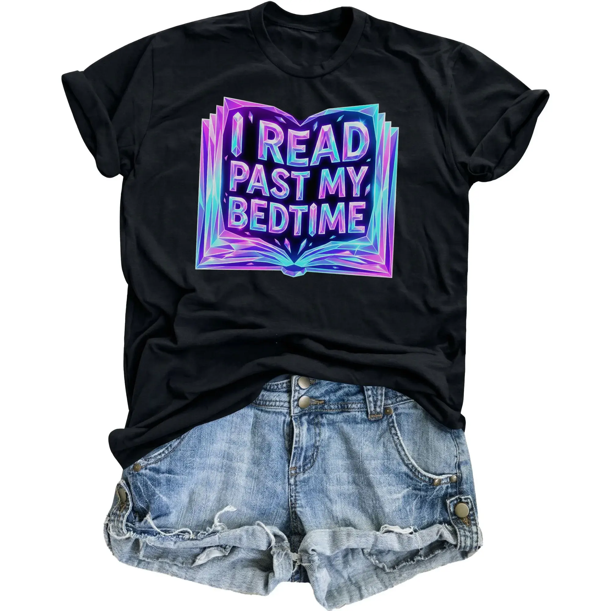 Funny Graphic Tee I Read My Bedtime Book Lover Shirt Unisex Casual Crew Neck Apparel for Readers and Novel Fans