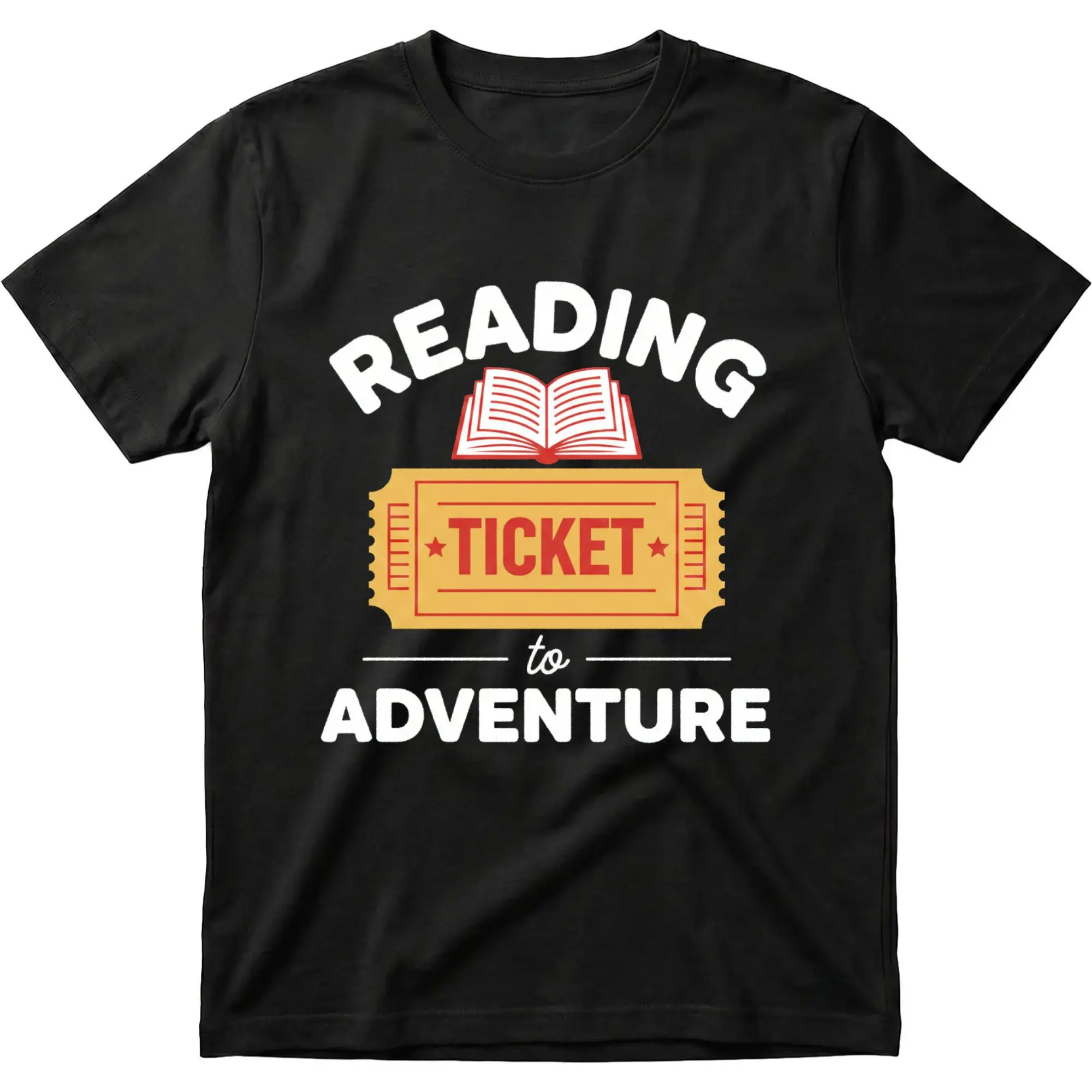 Graphic Tee Reading Ticket to Adventure Unisex T-Shirt Book Lover Literature Enthusiast Apparel Casual Black Shirt