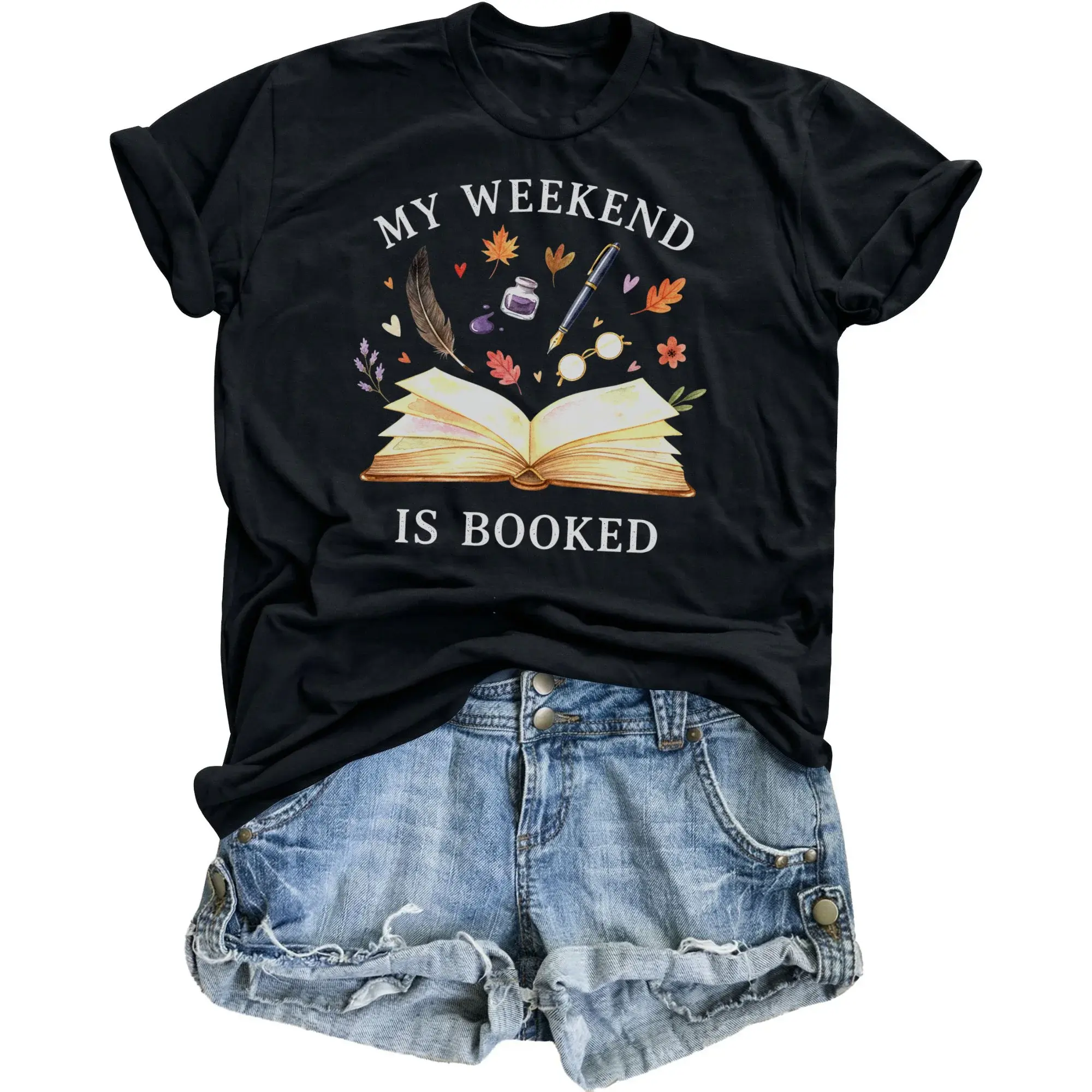 Graphic Tee My Weekend Is Booked Reading Literature Lover Unisex T-Shirt Comfortable Casual Everyday Cotton Shirt