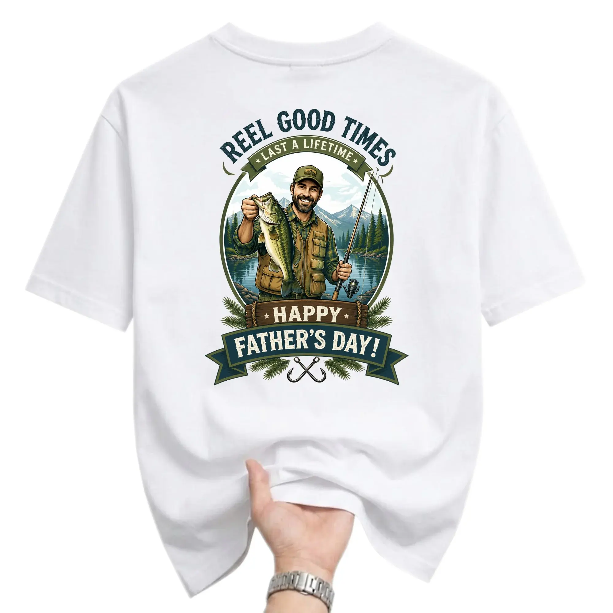 Funny Shirt Reel Good Times Fishing Graphic Tee Outdoor Enthusiast Gift Casual Unisex Crew Neck Cotton Apparel White