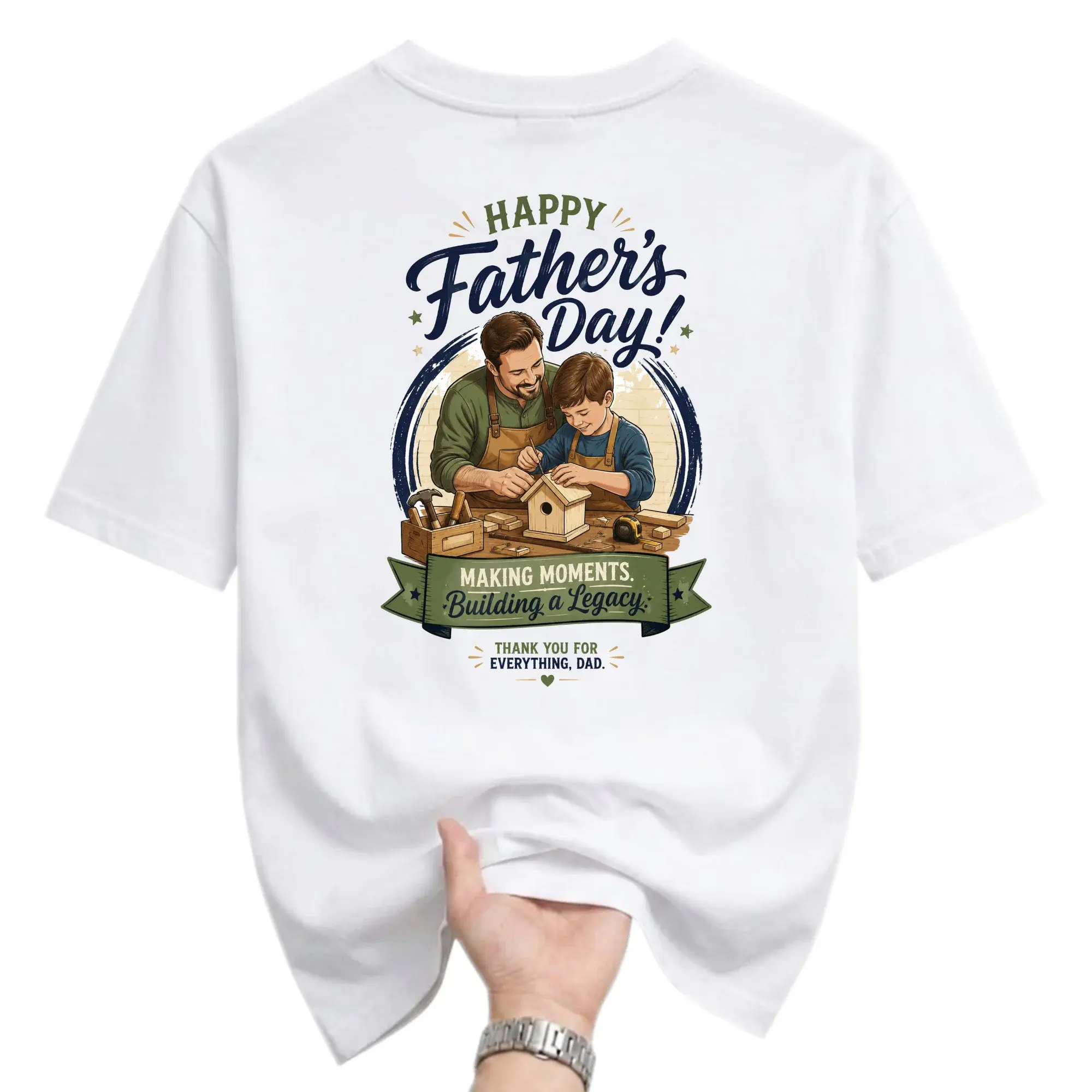 Graphic Tee Happy Father Day Making Building a Unisex Crew Neck Casual Everyday Short Sleeve Shirt