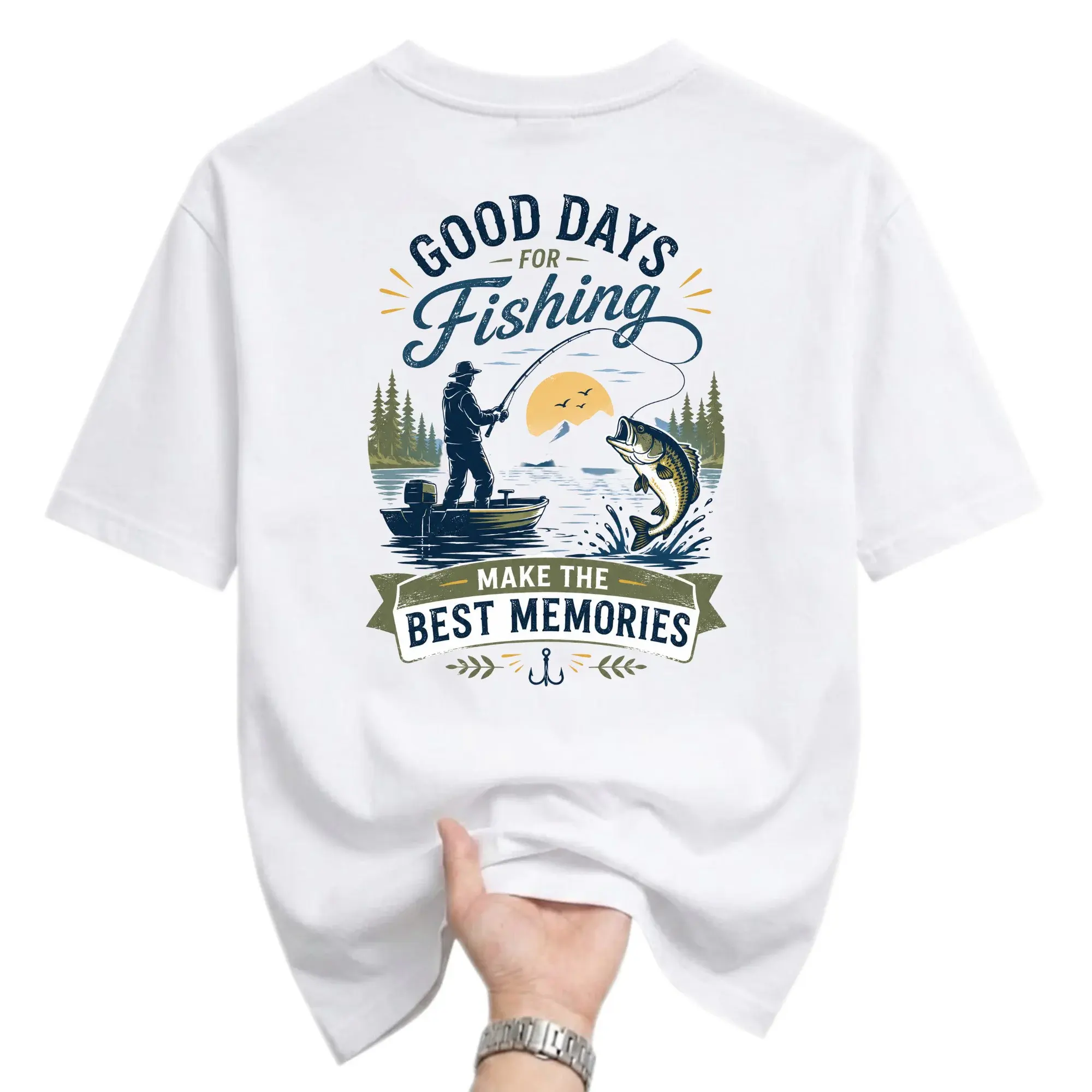 Graphic Tee Good Days for Fishing Make the Best Memories Unisex Crew Neck Casual Everyday Outdoor Inspired Shirt