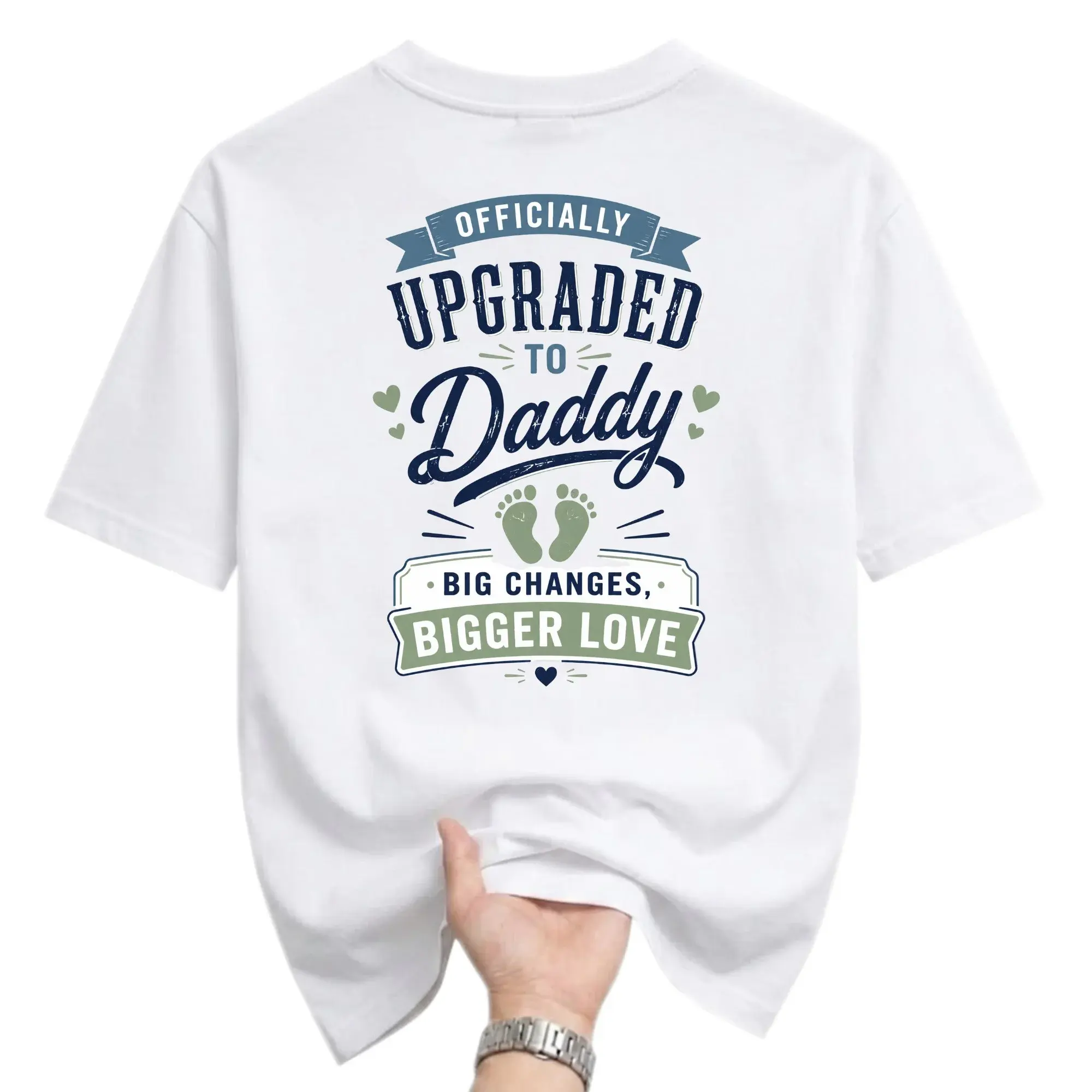Funny Shirt Officially Upgraded to Daddy Graphic Tee New Parent Announcement Casual Unisex Crew Neck Cotton Top