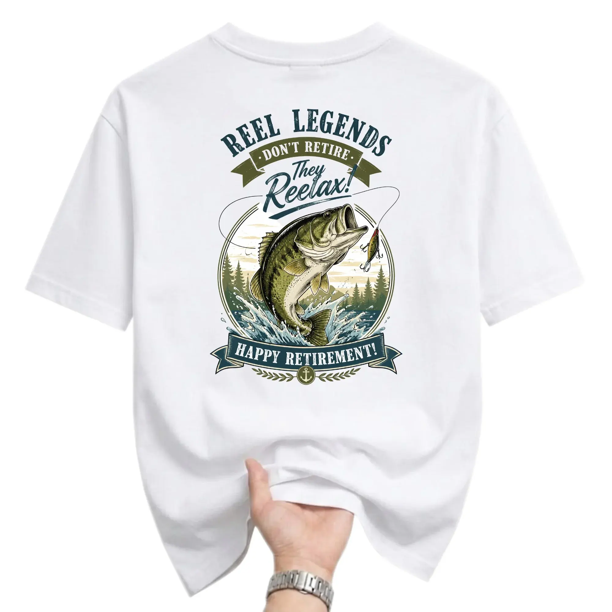 Funny Shirt Don't Retire They Reelax Graphic Tee Casual Fishing Theme Unisex Crew Neck Apparel