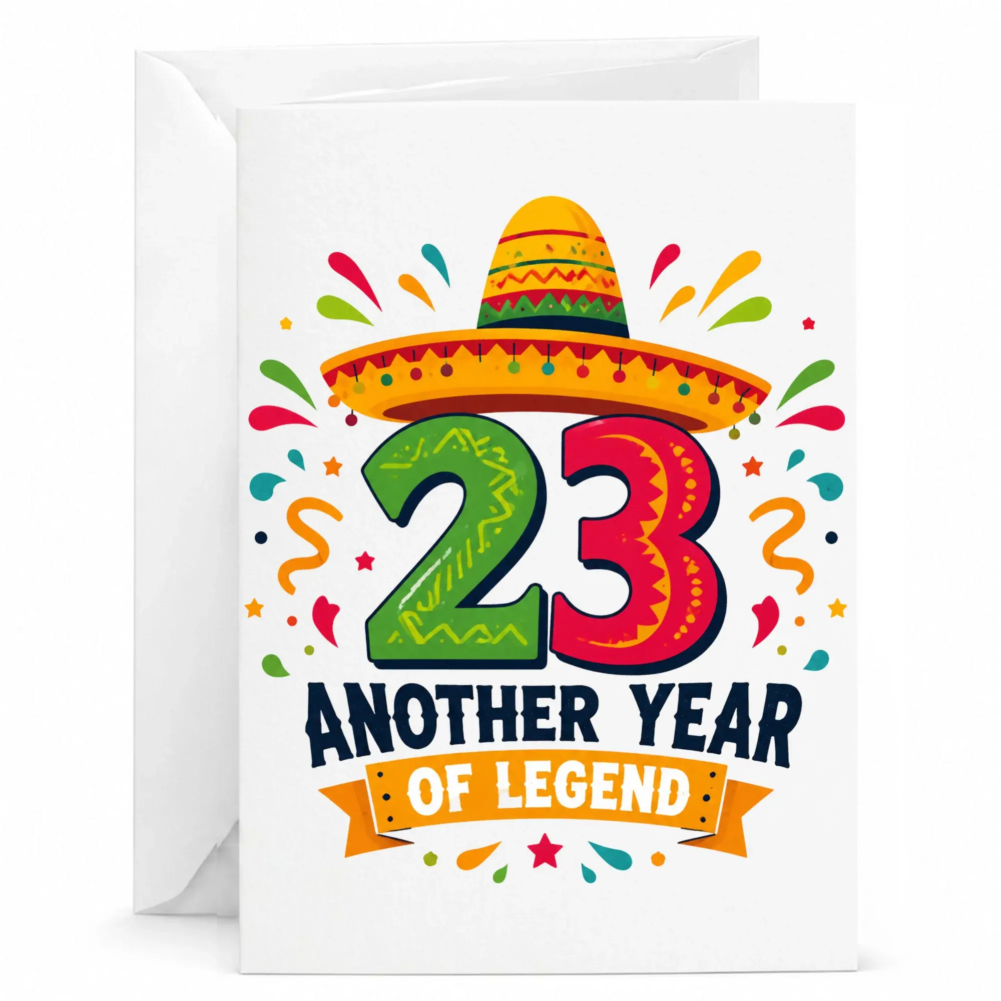 Birthday Card 23rd Anniversary Celebration Festive Sombrero Design for Milestone Twenty Third Year of Legend Greeting