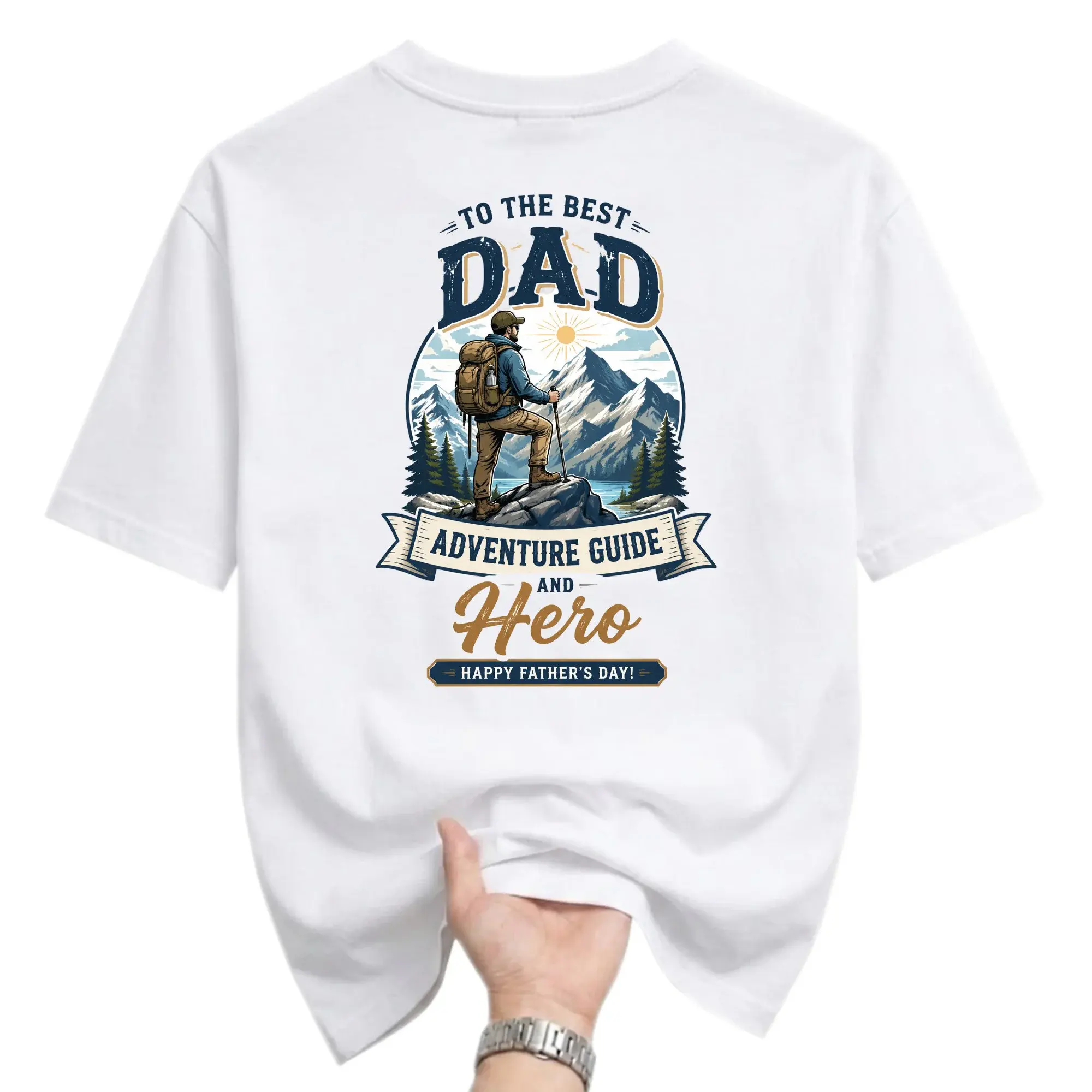 Funny Shirt to the Best Dad Adventure Guide and Hero Graphic Tee Unisex Casual Crew Neck Comfortable Cotton Blend Top