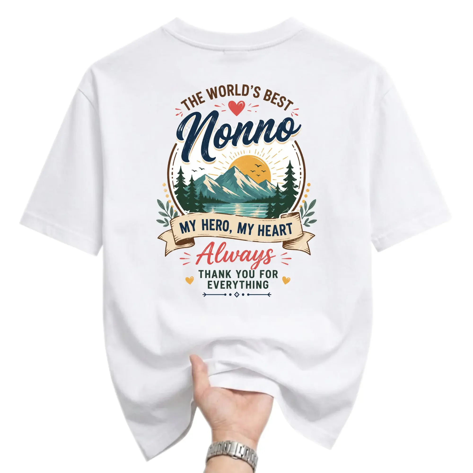 Graphic Tee Unisex Crew Neck Short Sleeve Shirt Featuring World Best Nonno Mountain Print Design Apparel