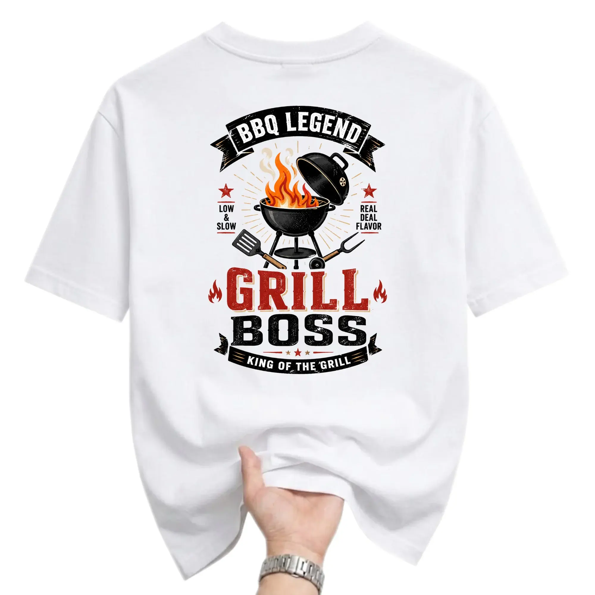 Funny Shirt Bbq Legend Grill Graphic Tee Casual Unisex Short Sleeve Crew Neck Top for Outdoor Cooking Enthusiasts