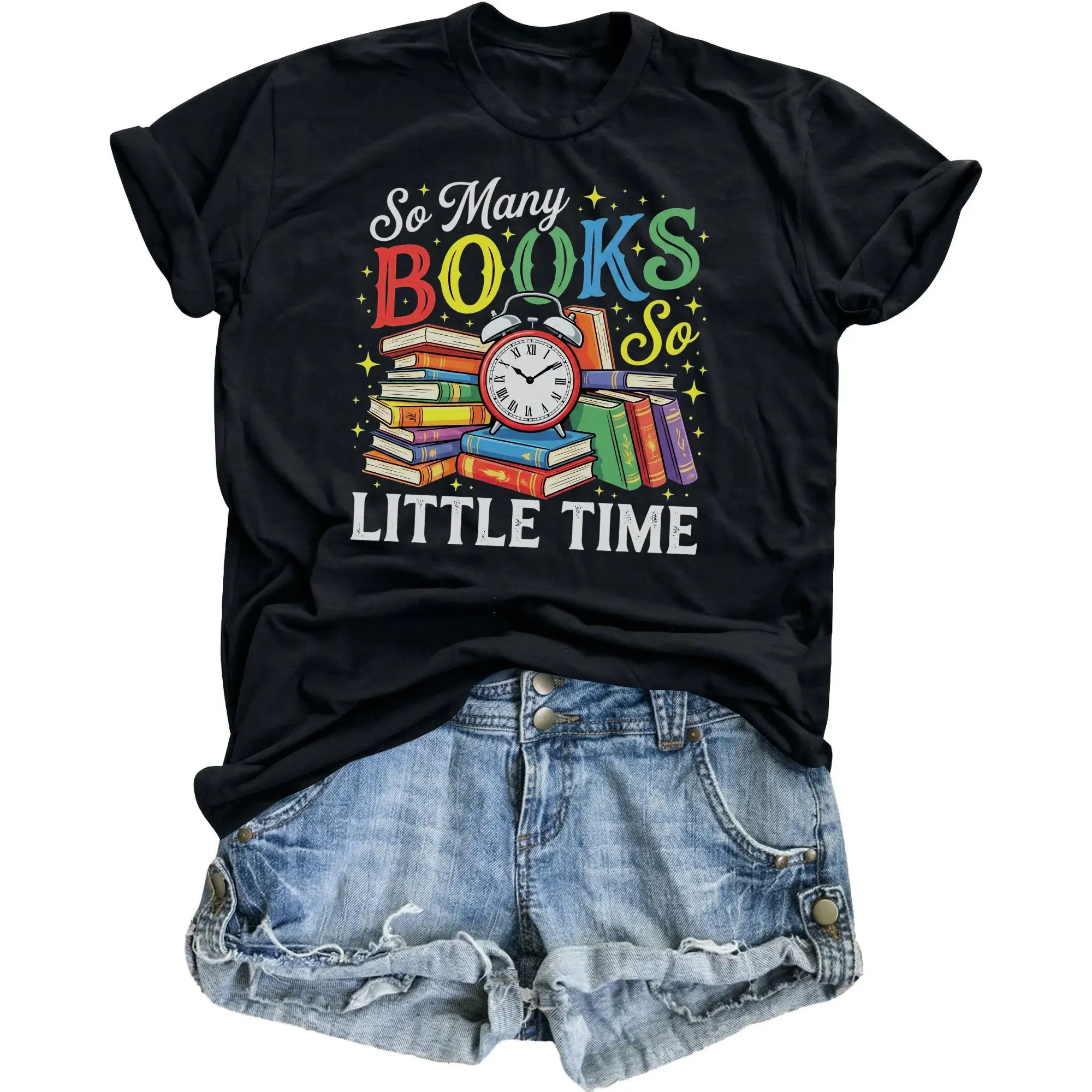 Graphic Tee so Many Books so Little Time Reading Lover Unisex Crew Neck Cotton Blend Casual Short Sleeve Shirt