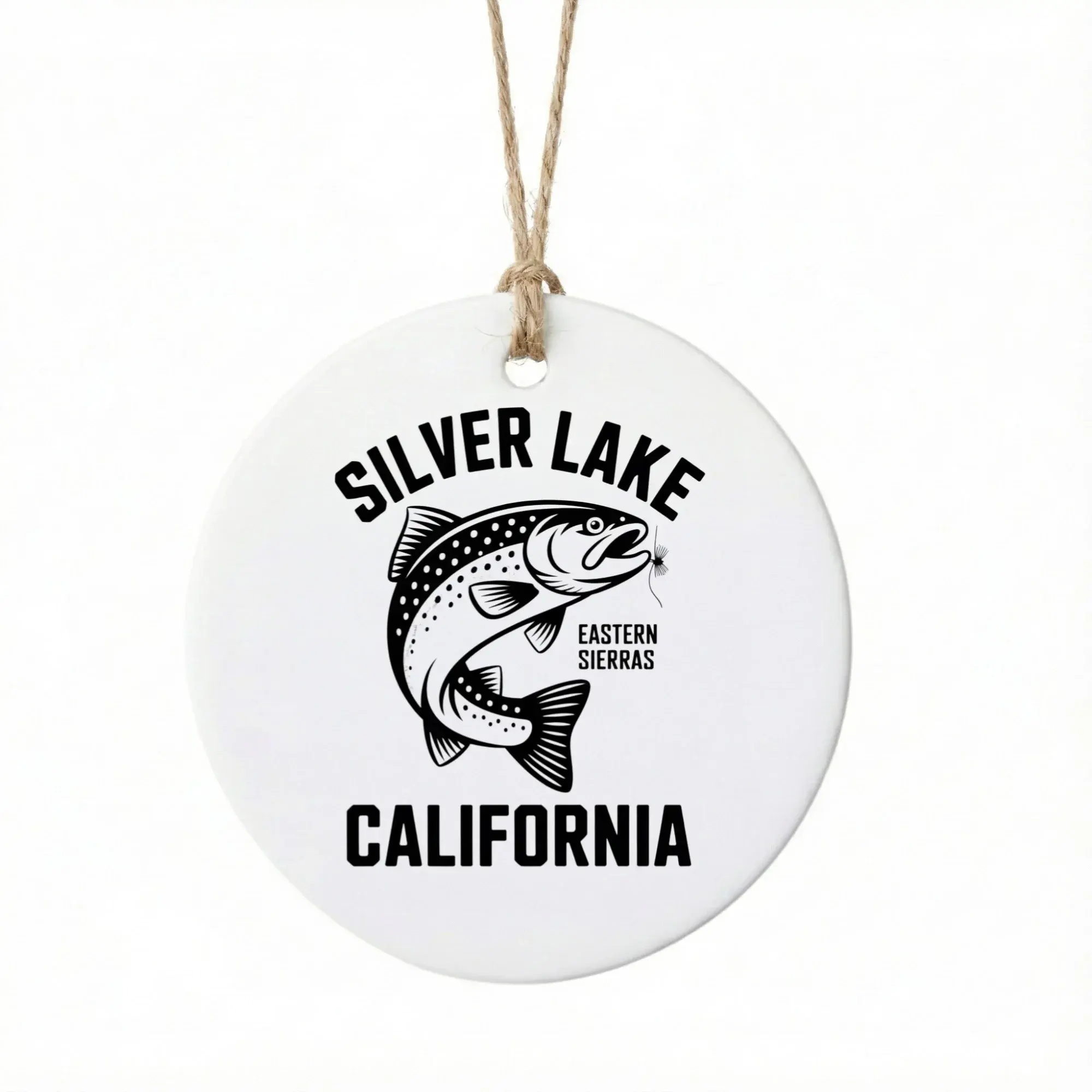 Christmas Ornament Silver Lake Eastern Sierras California Design Ceramic Holiday Decoration for Tree or Home Decor