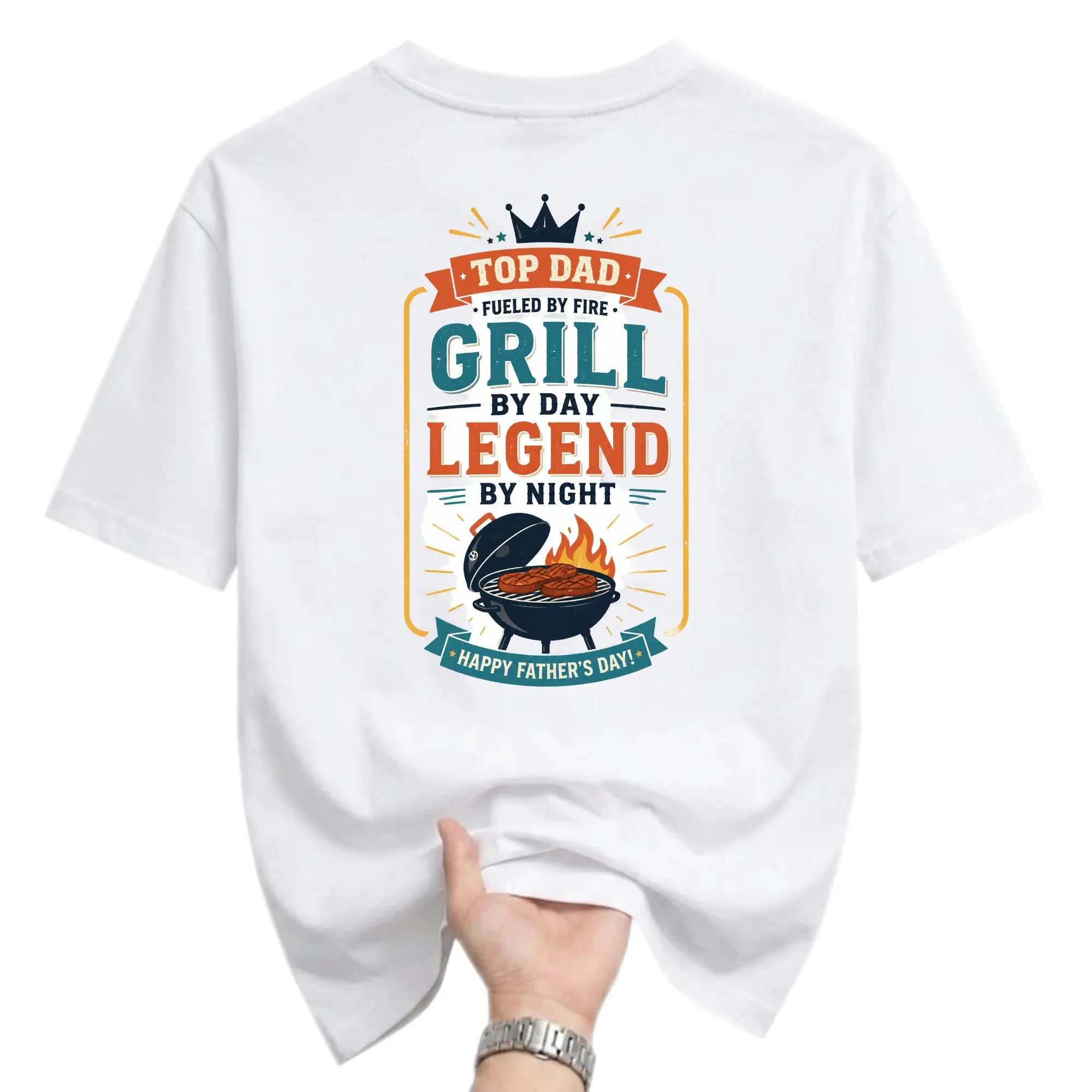 Funny Shirt Top Dad Grill by Day Legend by Night Graphic Tee Unisex Casual Short Sleeve Cotton Blend Crew Neck Apparel