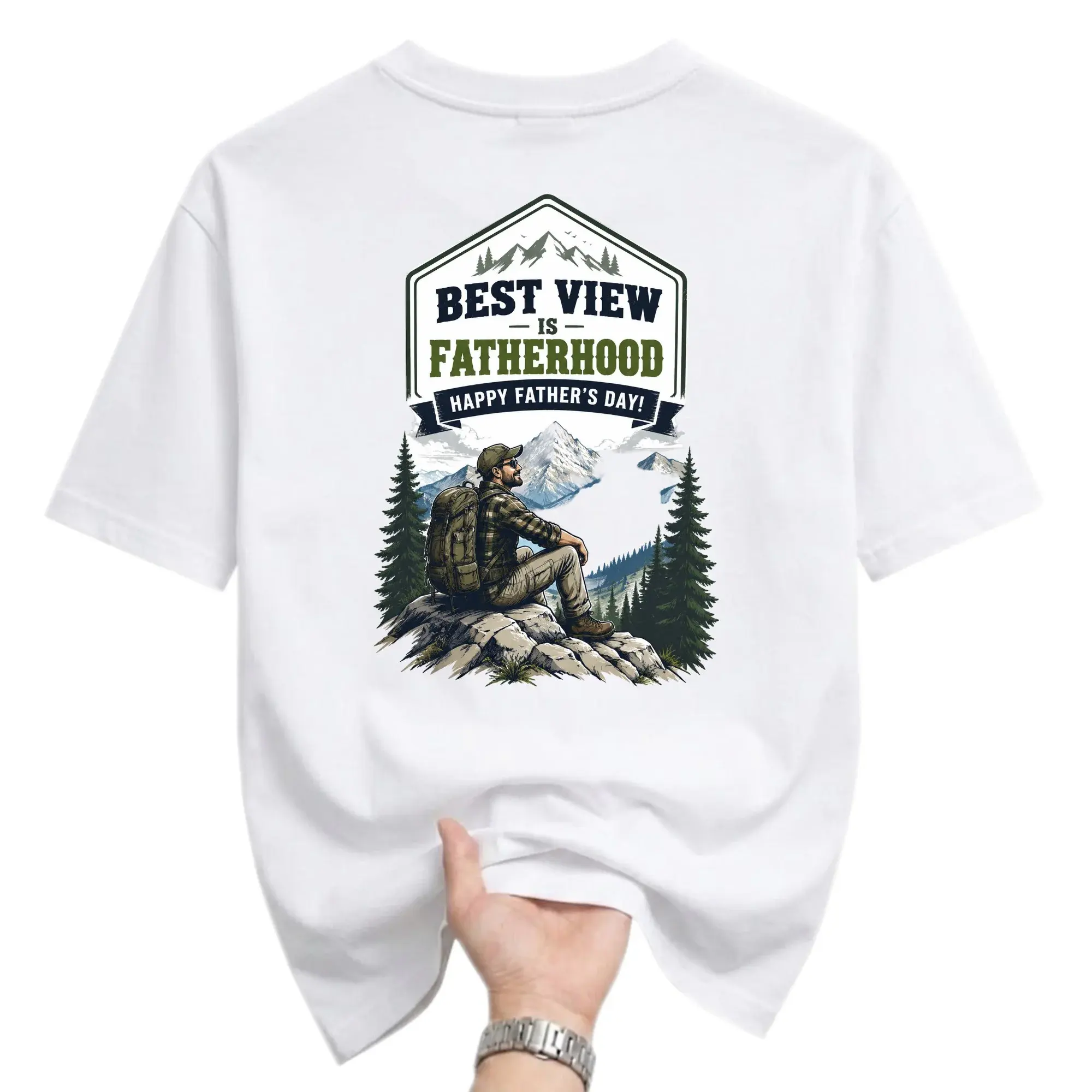 Graphic Tee Is Fatherhood Hiking Themed Unisex Crew Neck Short Sleeve Shirt for Casual Everyday Outfits