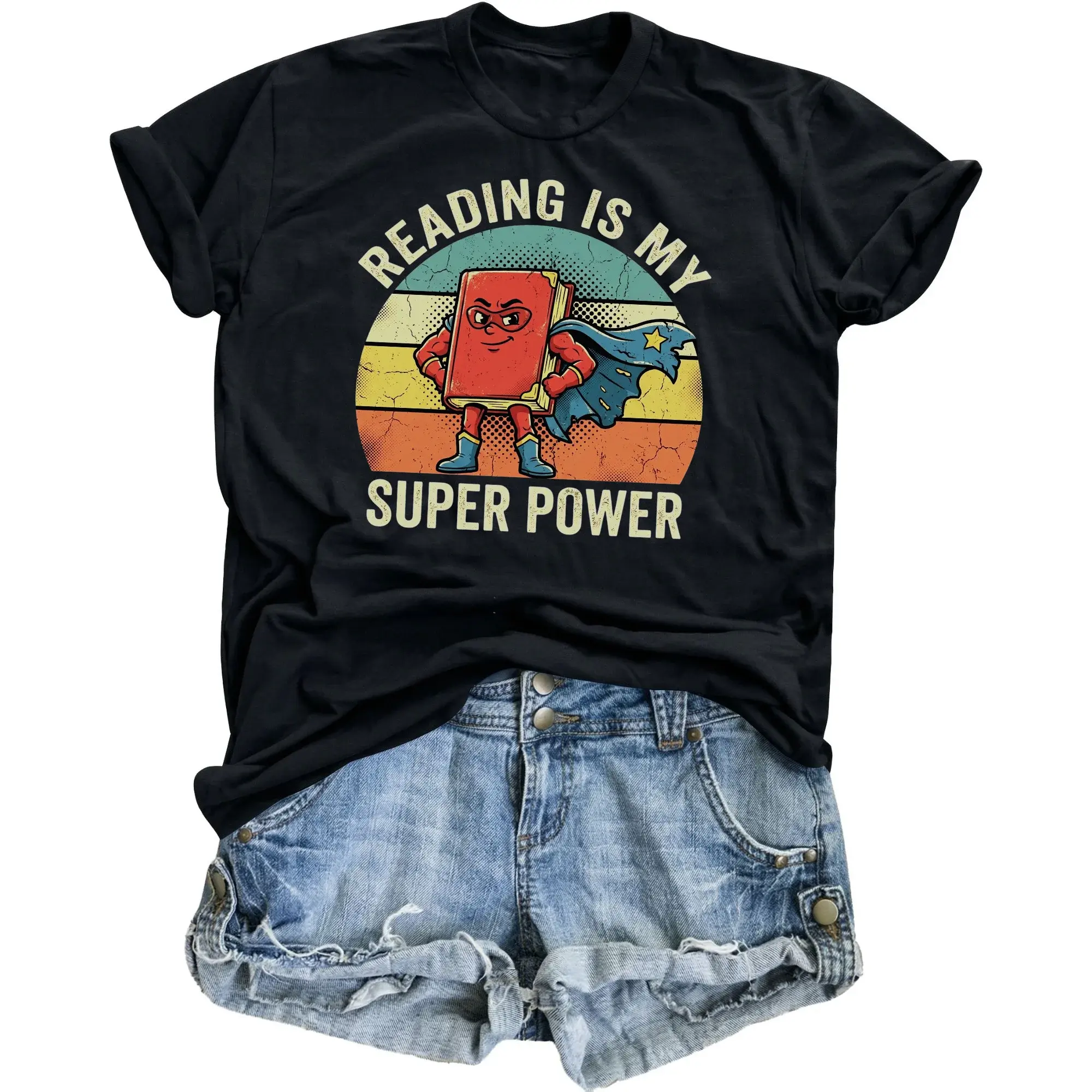 Graphic Tee Reading Is My Funny Book Lover Unisex Crew Neck T-Shirt Vintage Style Casual Apparel