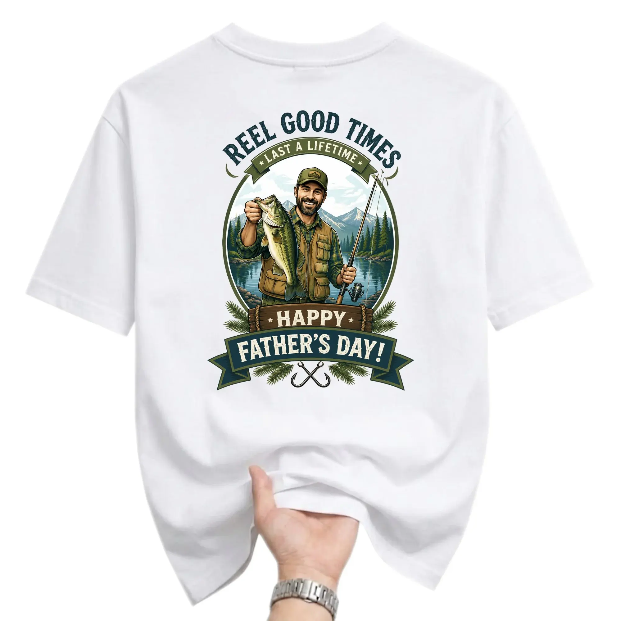 Funny Shirt Reel Good Times Fishing Theme Graphic Tee for Outdoorsmen and Dad Enthusiasts Comfortable Cotton Crew Neck