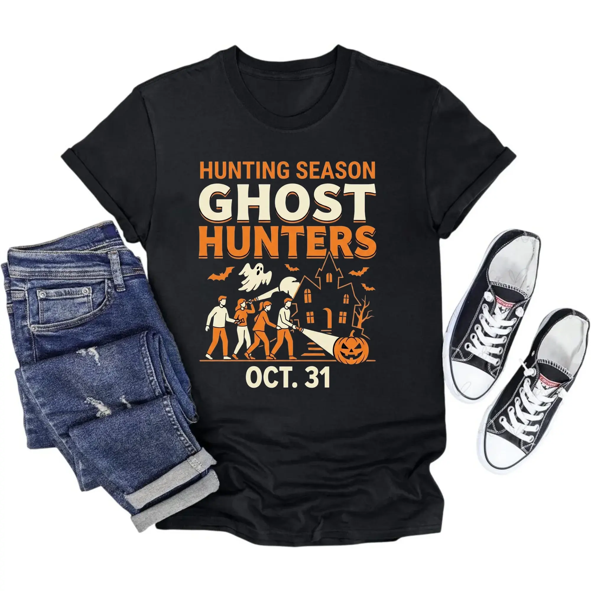 Funny Halloween Graphic Tee Unisex Crew Neck Shirt for Holiday Lovers and Casual Everyday Wear