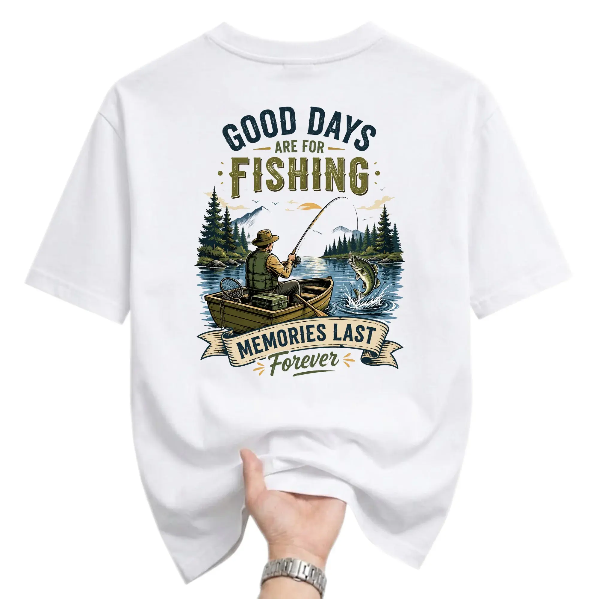 Graphic Tee Good Days Are for Fishing Memories Last Forever Outdoor Fisherman Unisex Crew Neck Shirt
