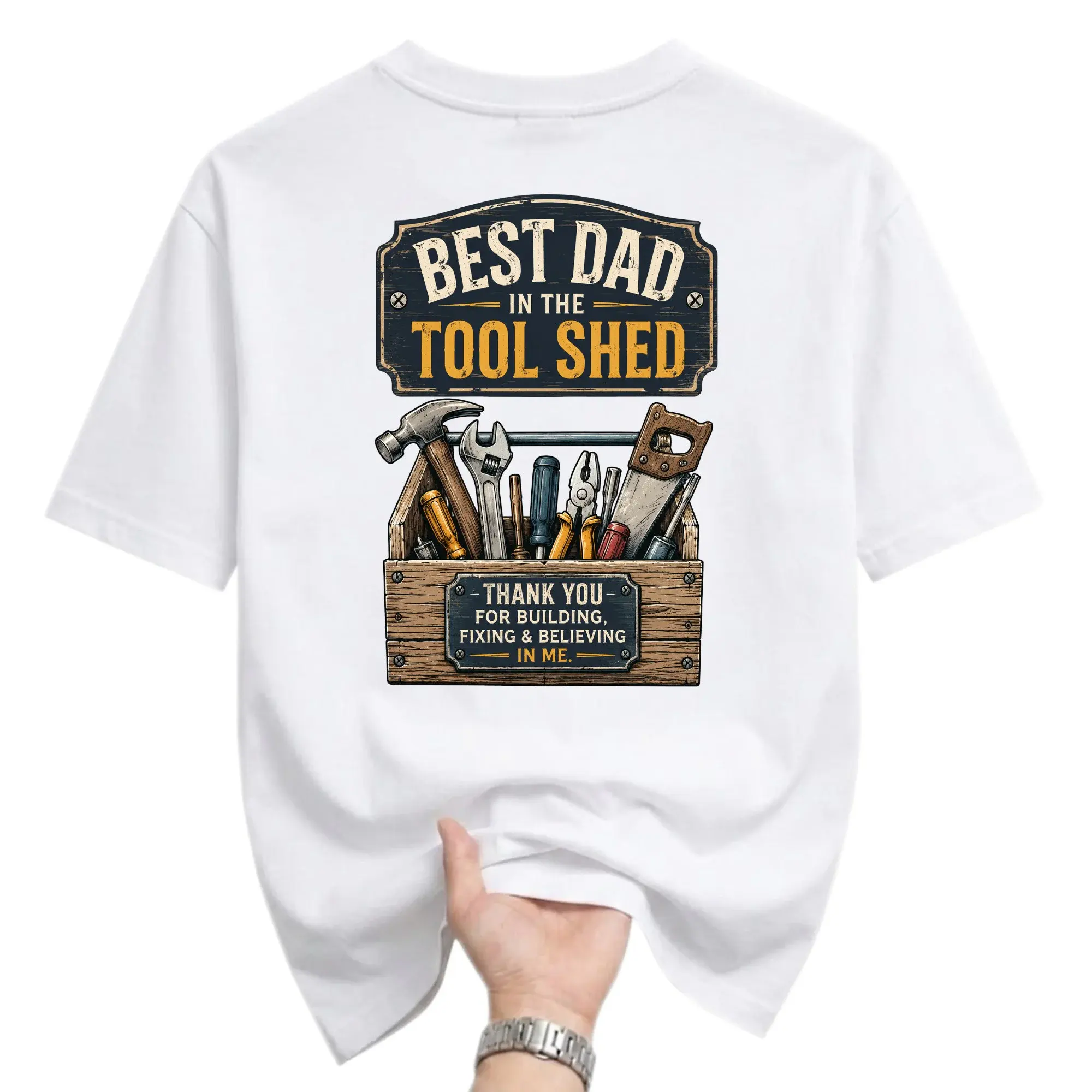 Funny Shirt Best Dad in the Shed Graphic Tee Unisex Casual Apparel for Men and Women Workshop Inspired Print