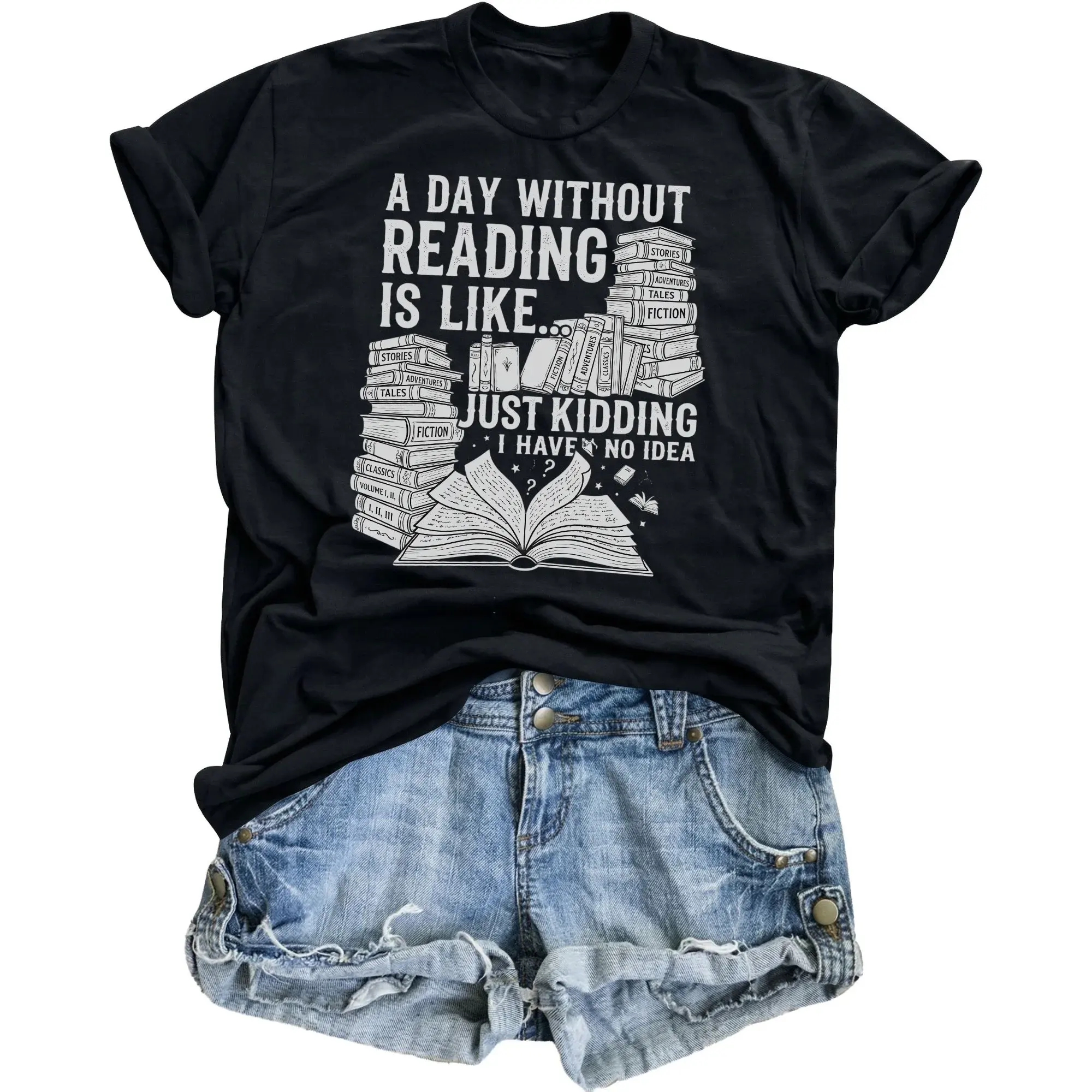 Funny Reading Graphic Tee Unisex Book Lover T-Shirt for Librarians and Bibliophiles Casual Cotton Apparel Everyday