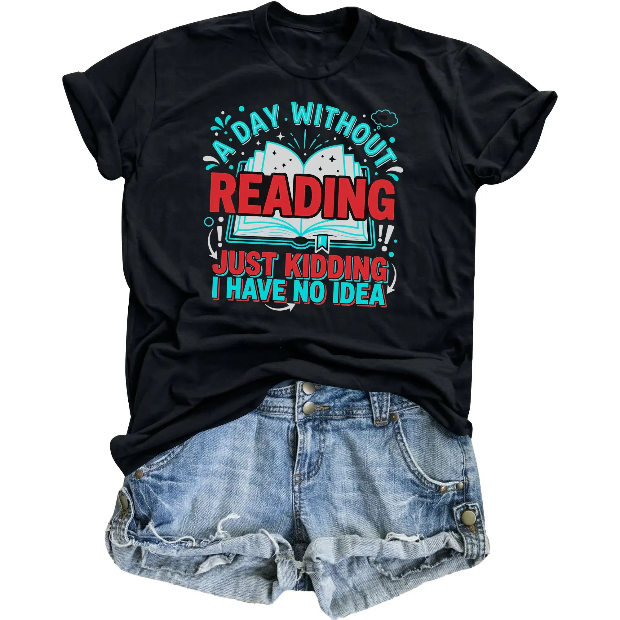 Funny Reading Graphic Tee Unisex Casual Short Sleeve Crew Neck Shirt for Book Lovers and Everyday Wear