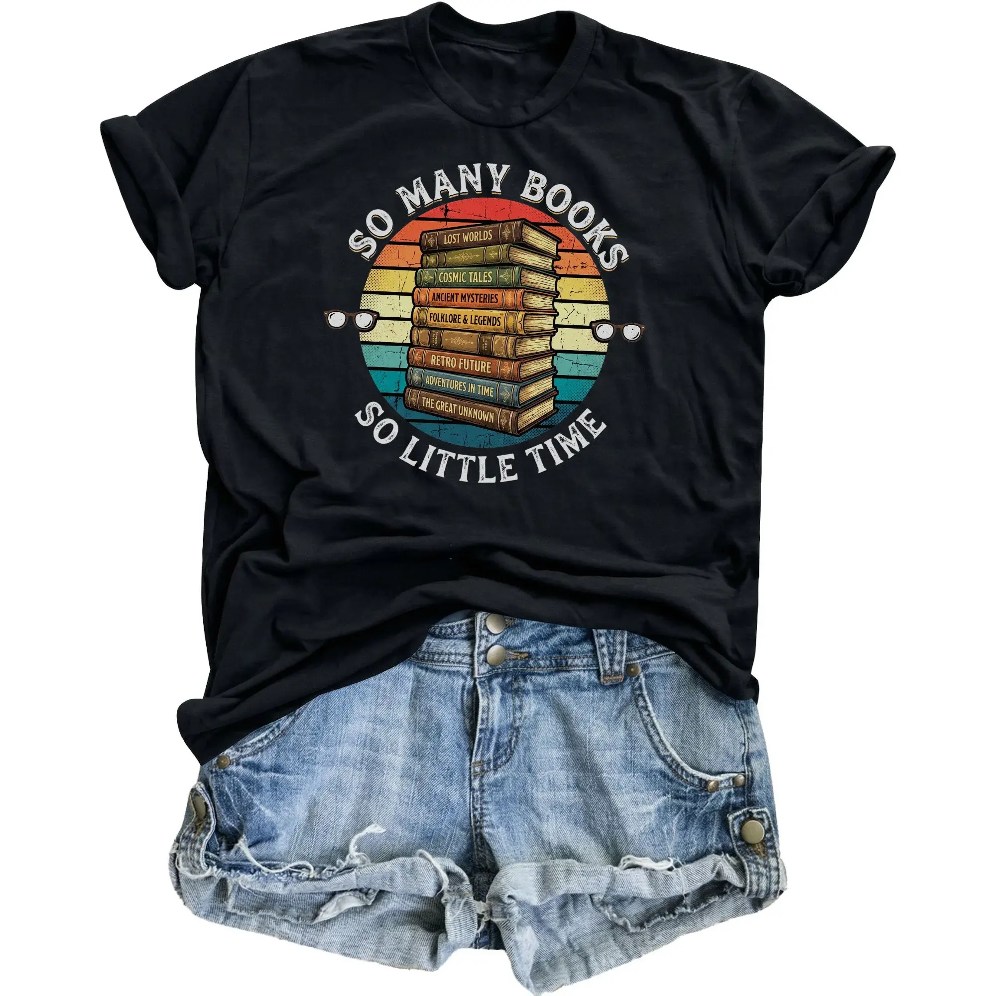 Graphic Tee so Many Books so Little Time Vintage Style Unisex T-Shirt Reading Enthusiast Literature Lover Apparel