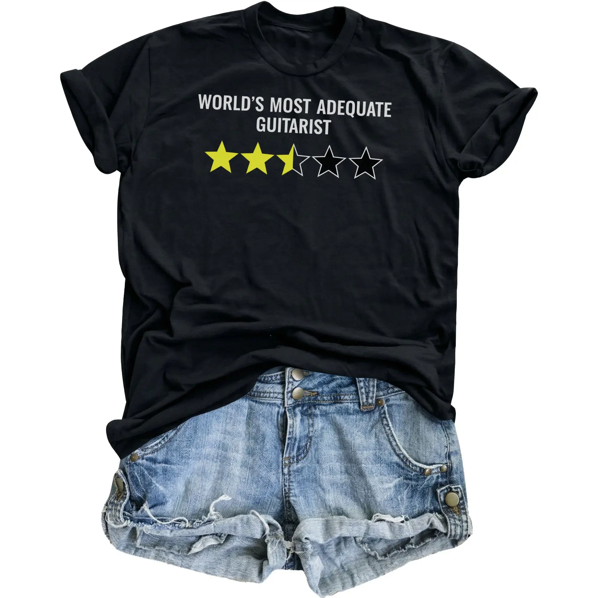 Funny Guitarist Graphic Tee Unisex Crew Neck Shirt Sarcastic Music Apparel for Casual Everyday Wear Black
