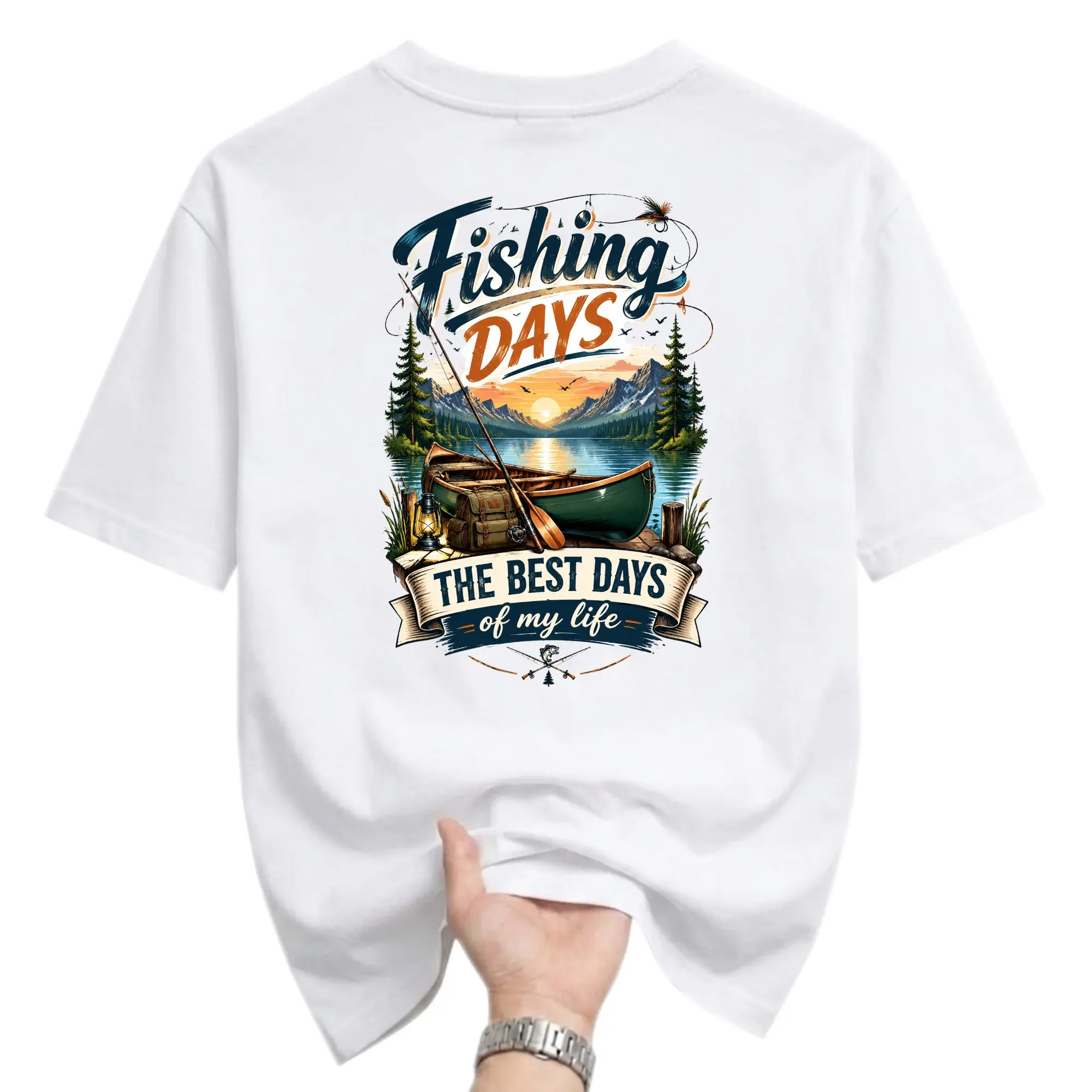 Graphic Tee Fishing Days the Best of My Life Outdoor Enthusiast Unisex Crew Neck Casual Short Sleeve Shirt