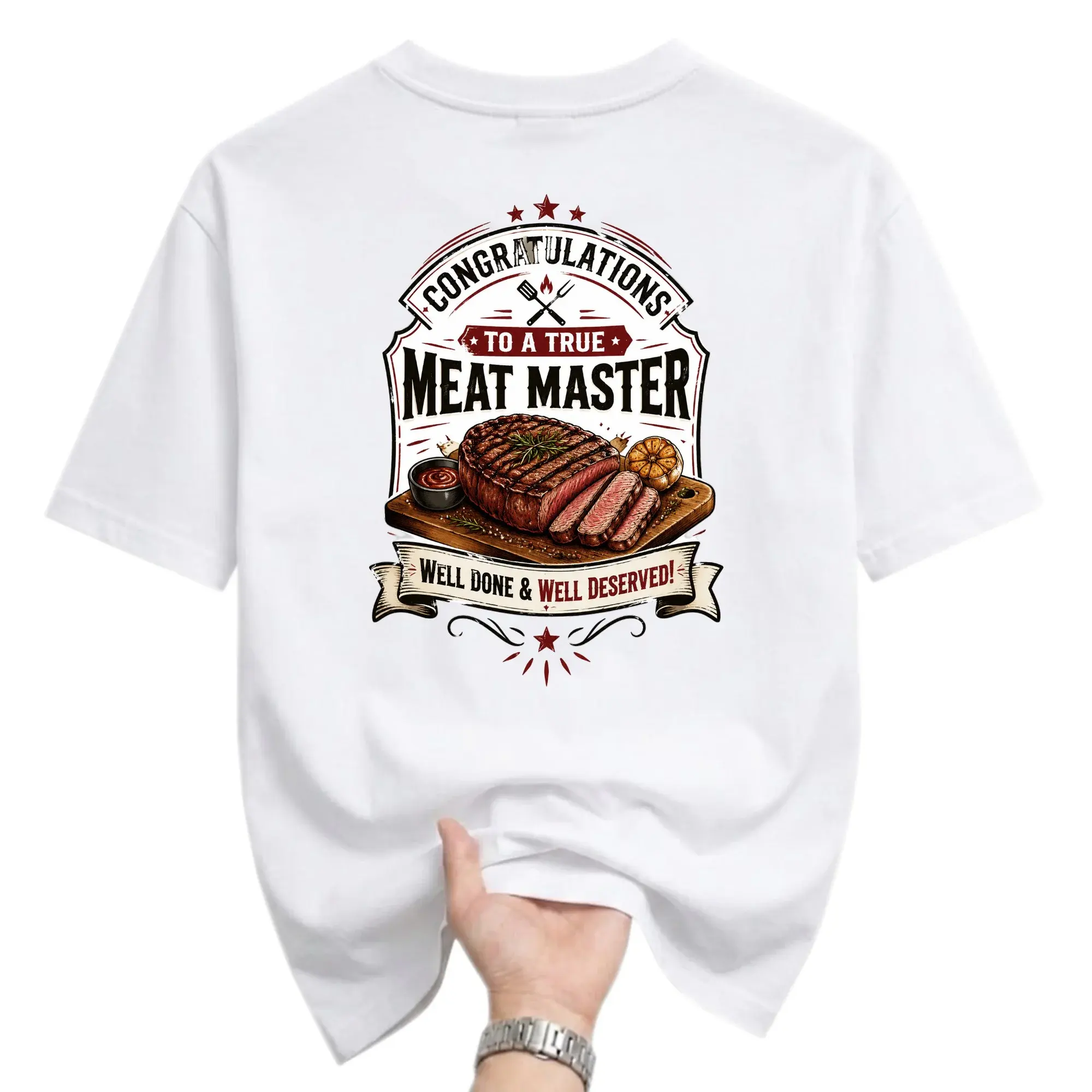 Funny Shirt Master Bbq Grill Lover Graphic Tee Casual Unisex Crew Neck Gift for Grilling Enthusiasts White