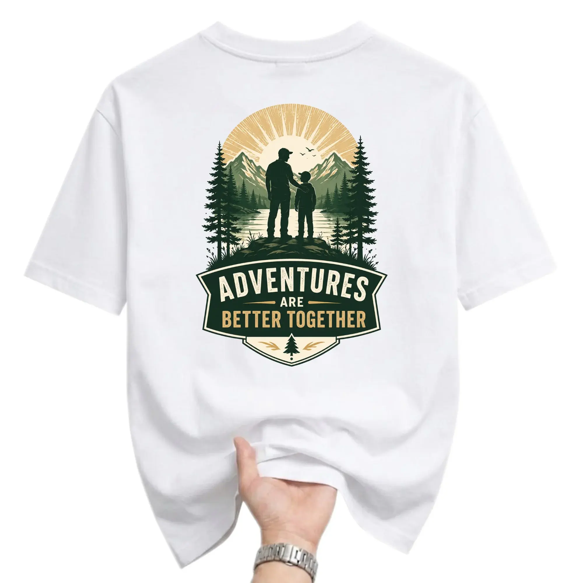 Graphic Tee Adventures Are Better Together Mountain Outdoor Theme Unisex Casual Crew Neck Comfortable Shirt