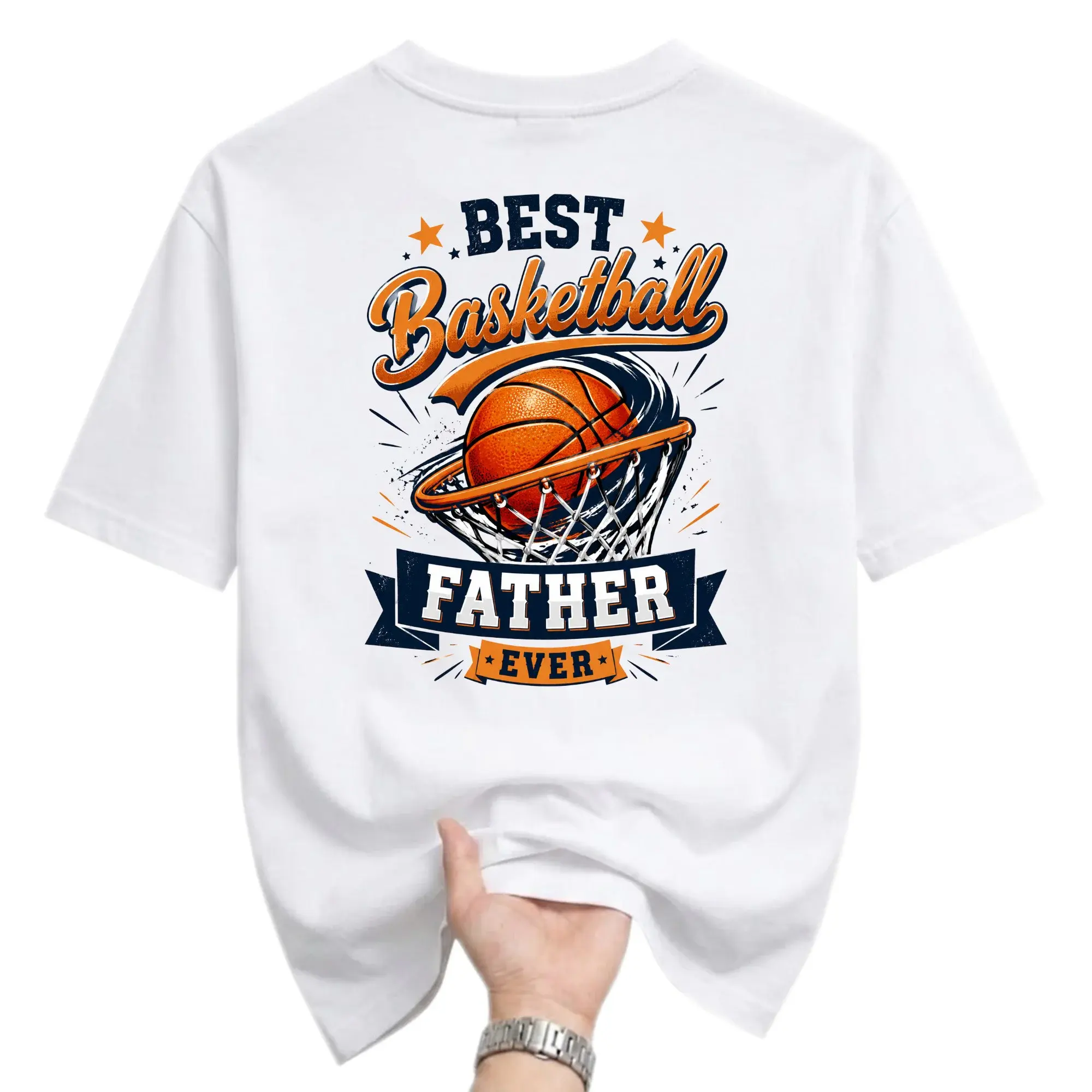 Funny Shirt Best Basketball Father Ever Graphic Tee Unisex Crew Neck Casual Sports Themed Apparel for Men and Women