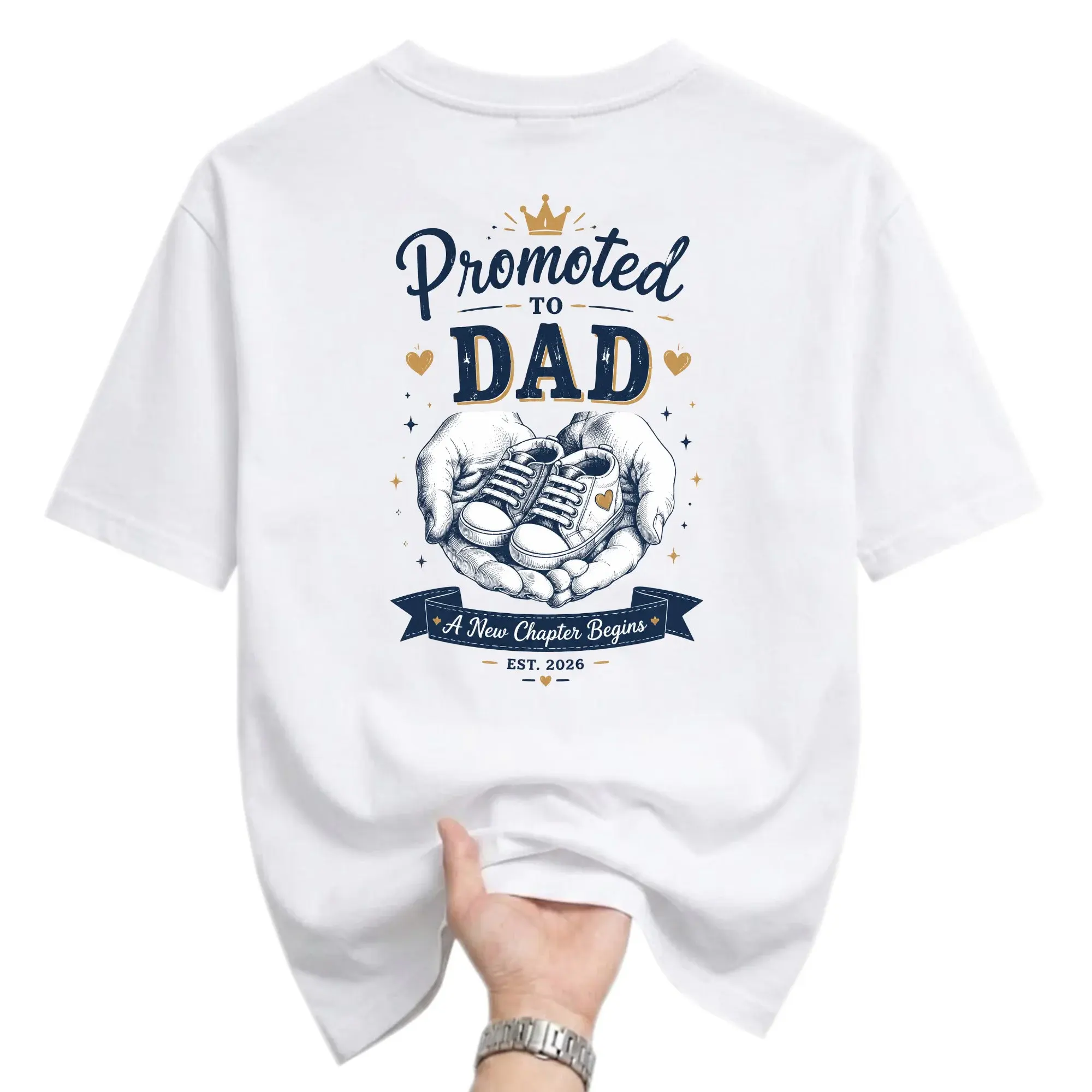Funny Shirt Promoted to Dad Graphic Tee for Men New Father Gift Apparel Casual Cotton Crew Neck Unisex T-Shirt