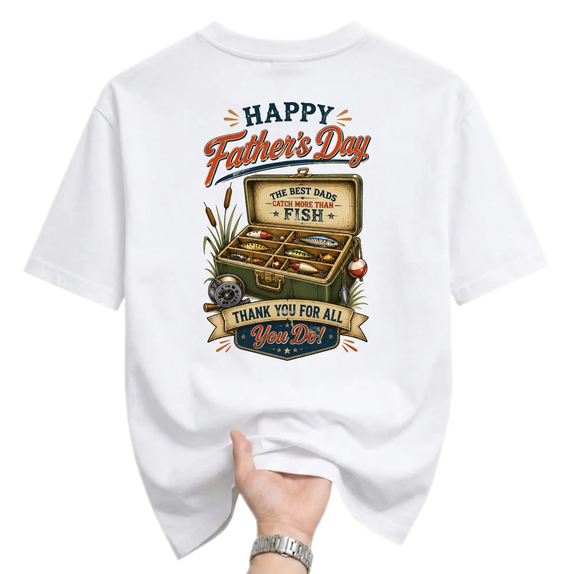 Graphic Tee Father Day Fishing Tackle Box Print Unisex Cotton Crew Neck Short Sleeve Casual Everyday Sport T-Shirt
