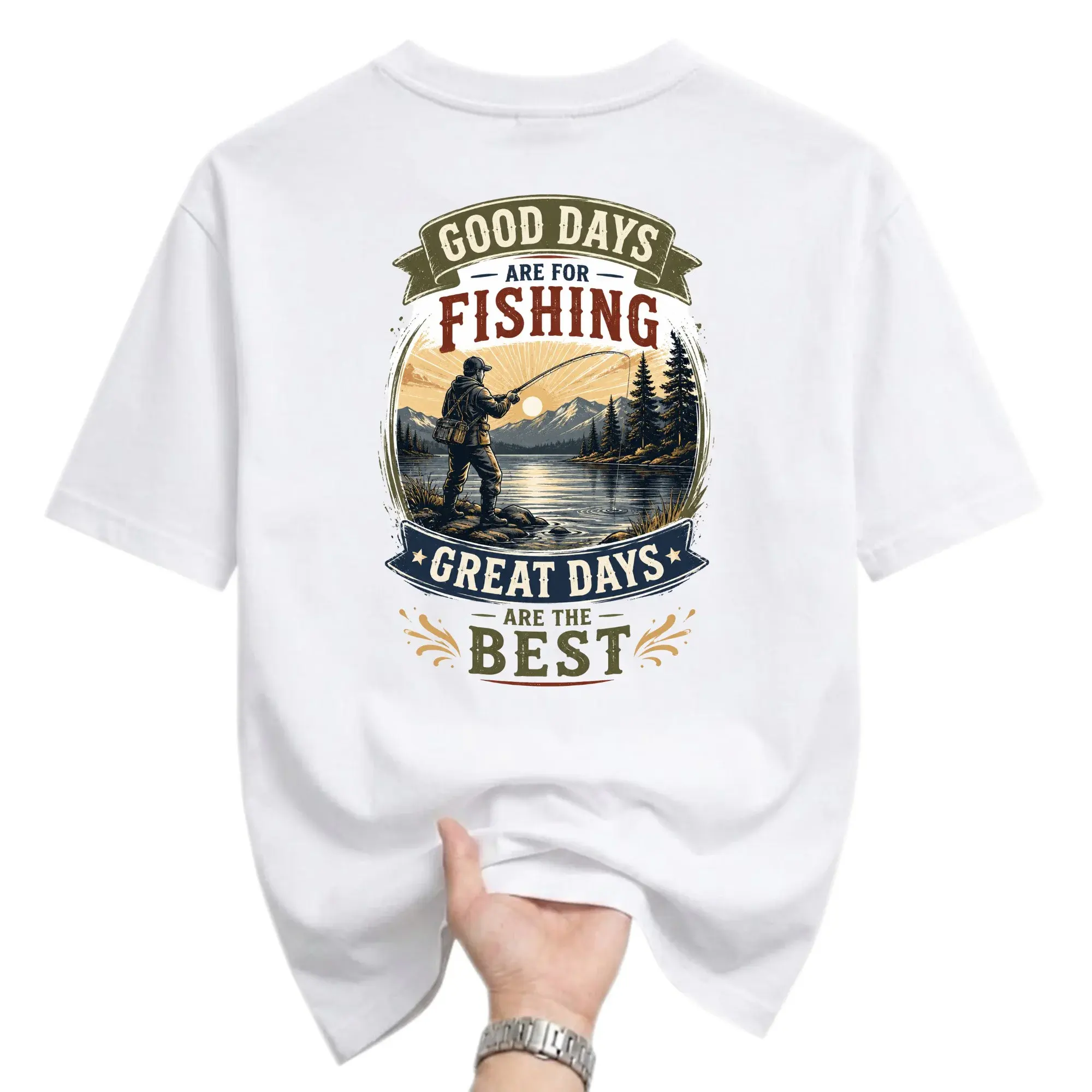 T-shirt Fishing Graphic Tee Outdoors Apparel Unisex Crew Neck Short Sleeve Casual Cotton Top for Enthusiasts