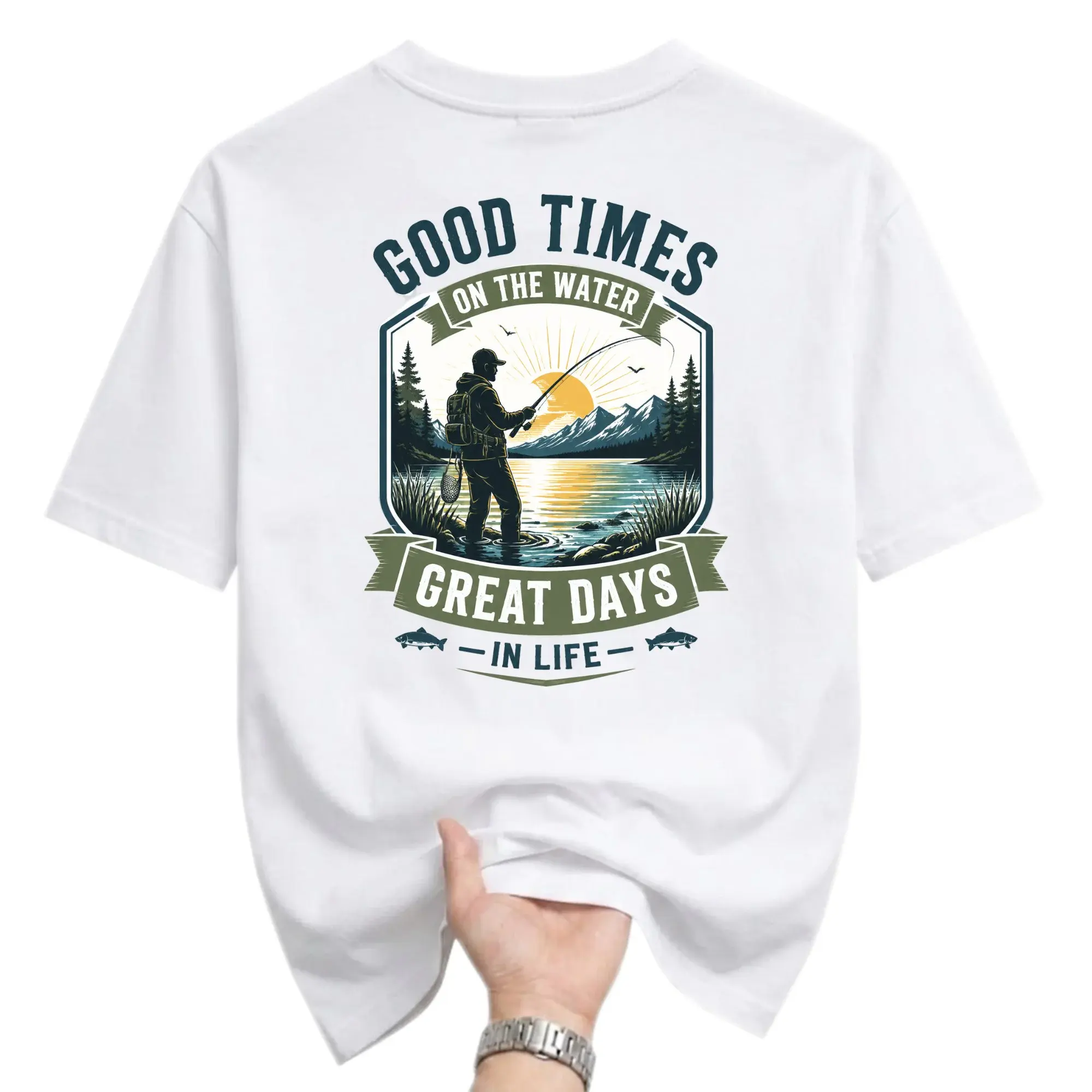 Graphic Tee Unisex Fishing Shirt Good Times Great Days in Life Outdoor Adventure Apparel